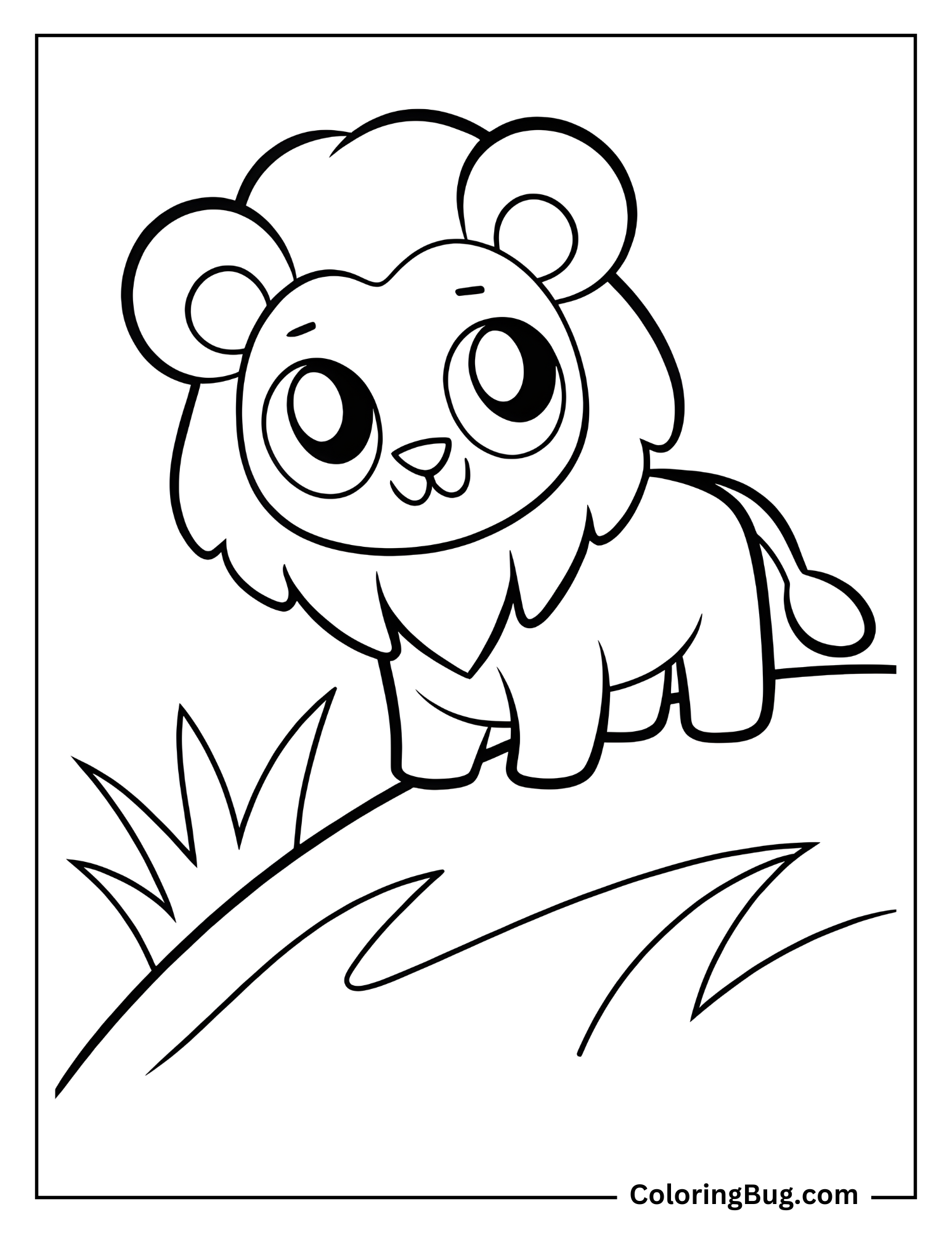 Baby Lion Standing On A Cliff coloring Sheet