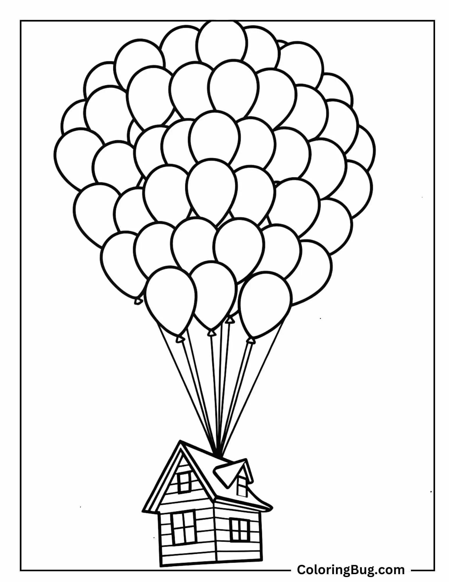 Balloon House From Pixar Movie Up Coloring Sheet 
