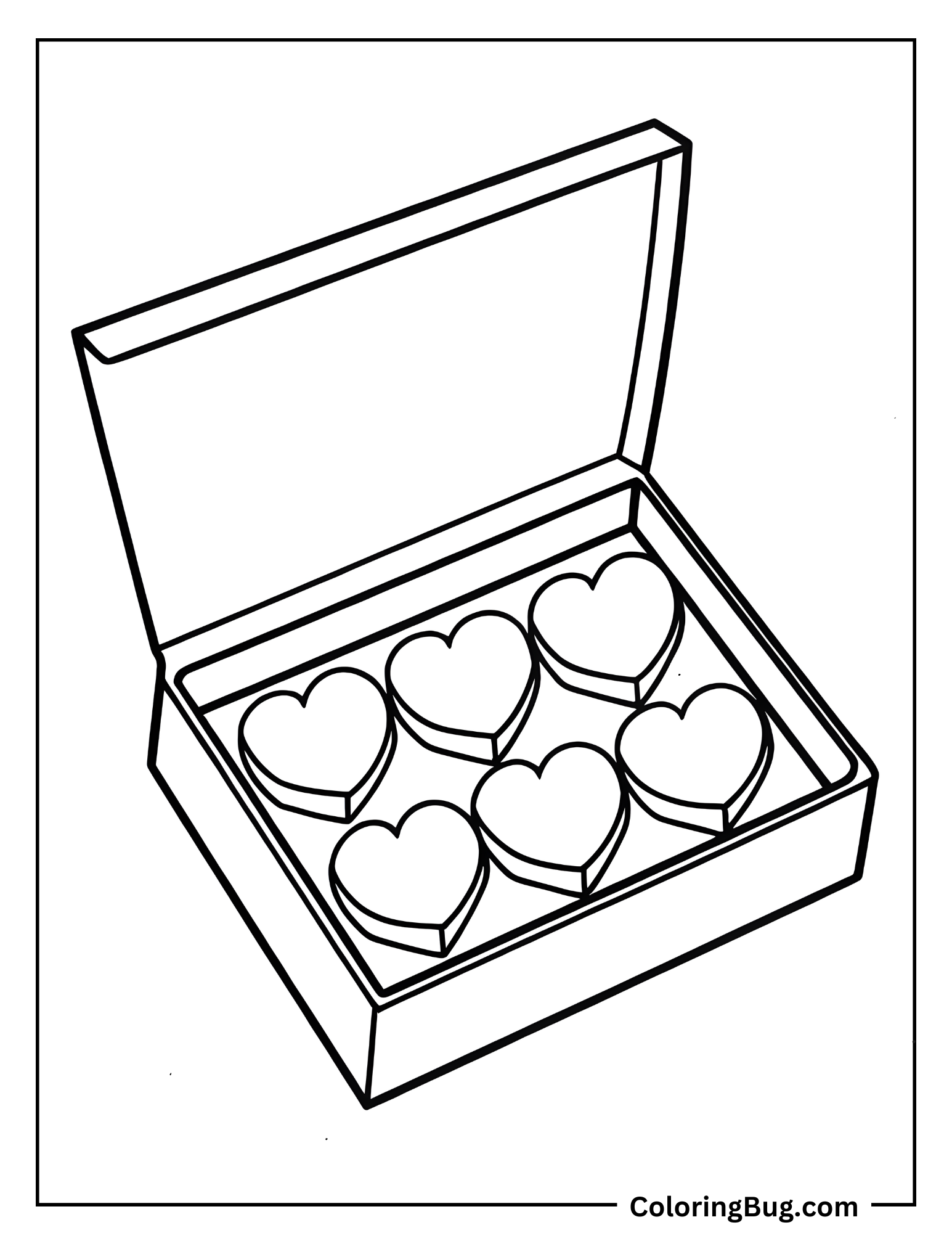 Box Of Heart Chocolates Coloring Sheet