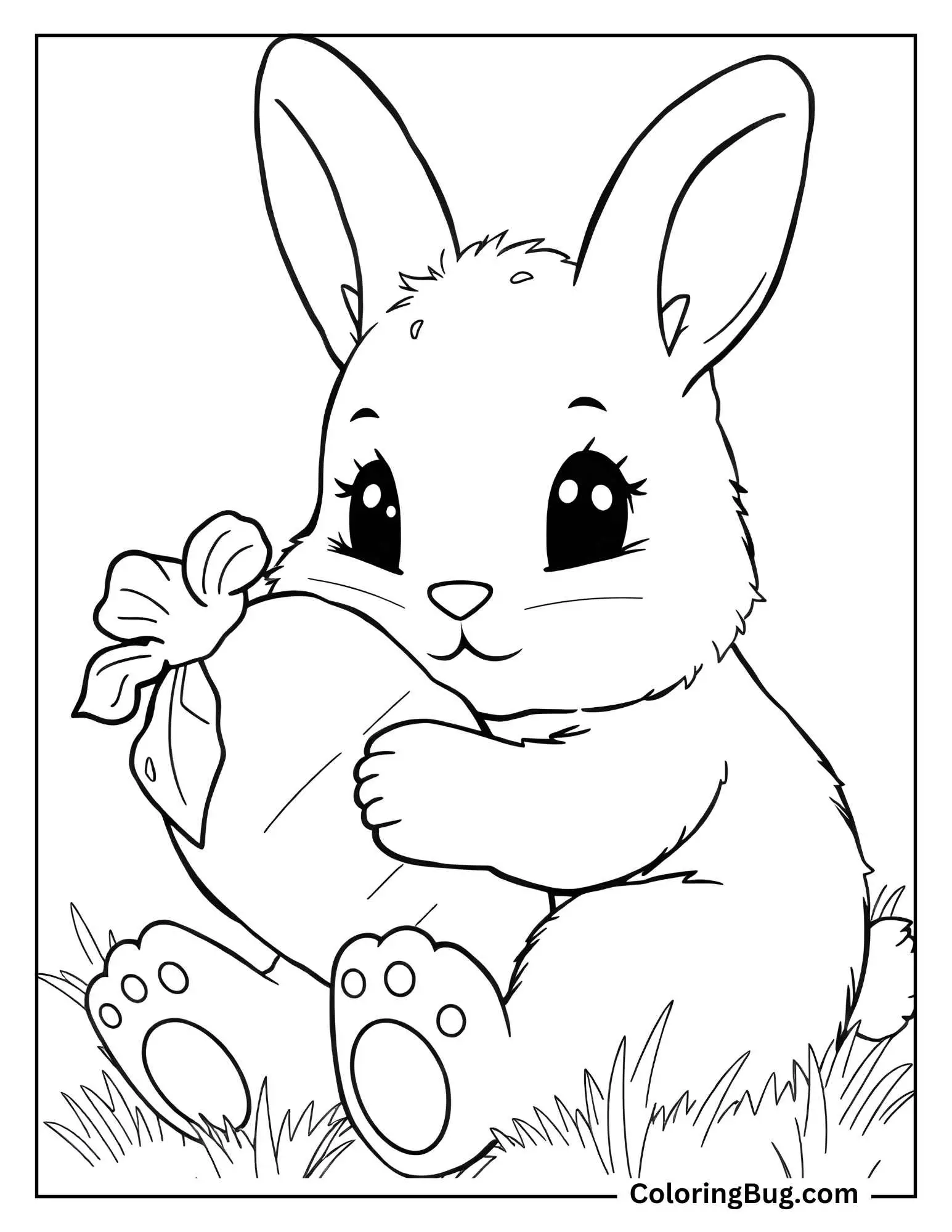 Bunny Snuggling With a Carrot coloring Sheet
