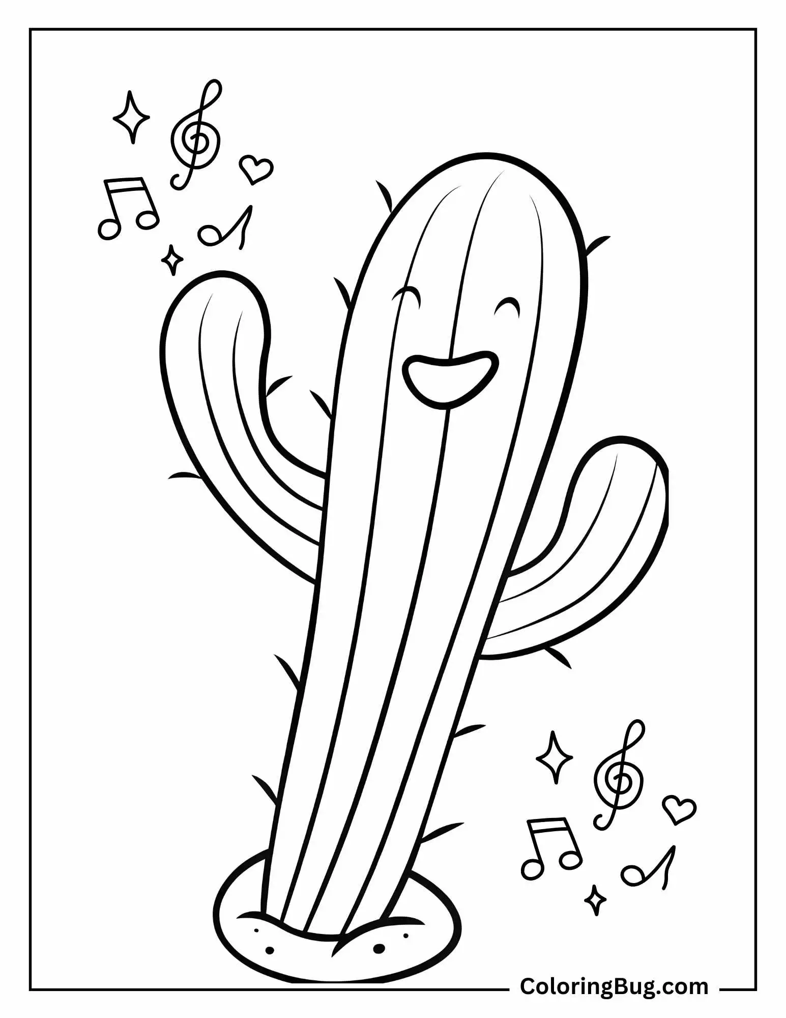 Cactus Dancing Happily Coloring Sheet