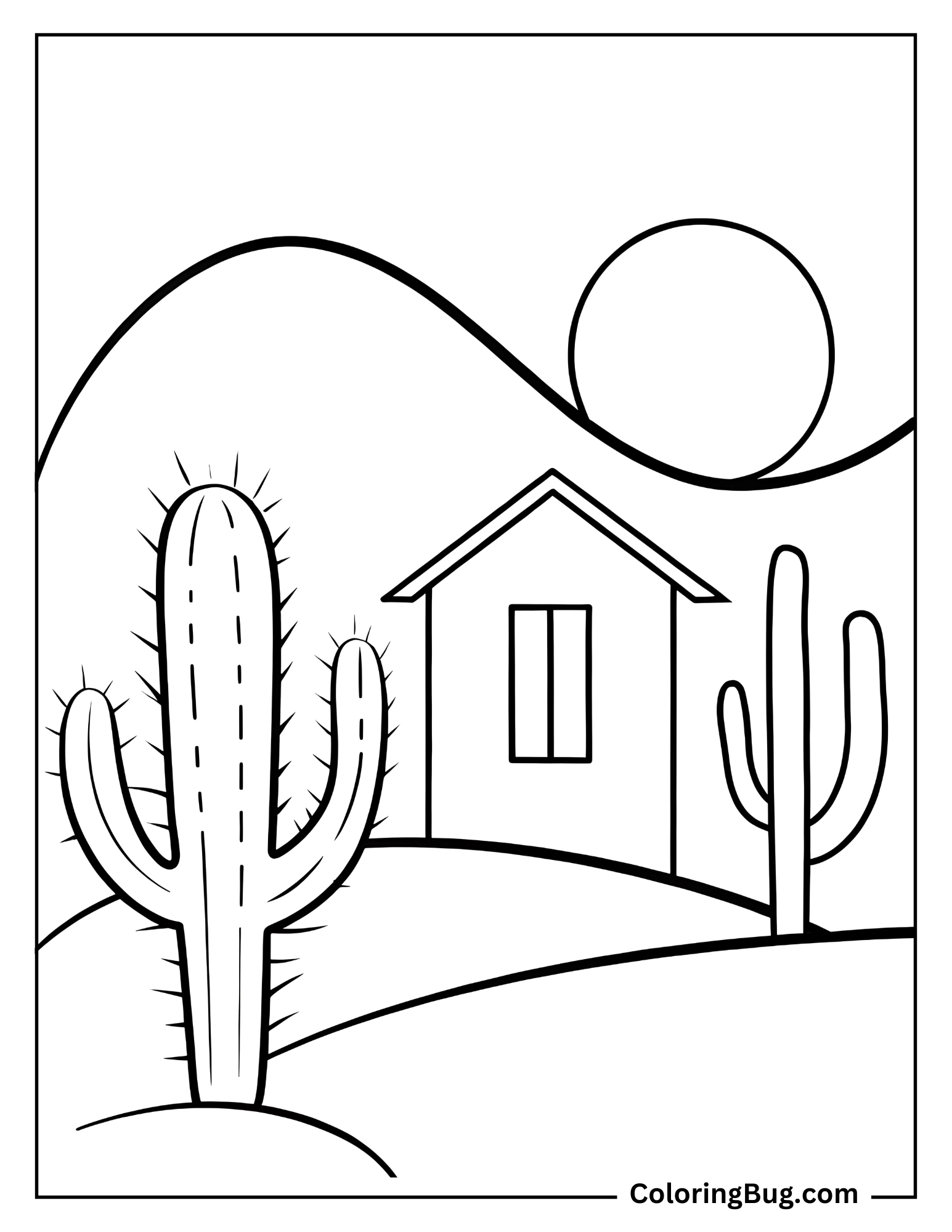 Cactus Near Home Coloring Sheet