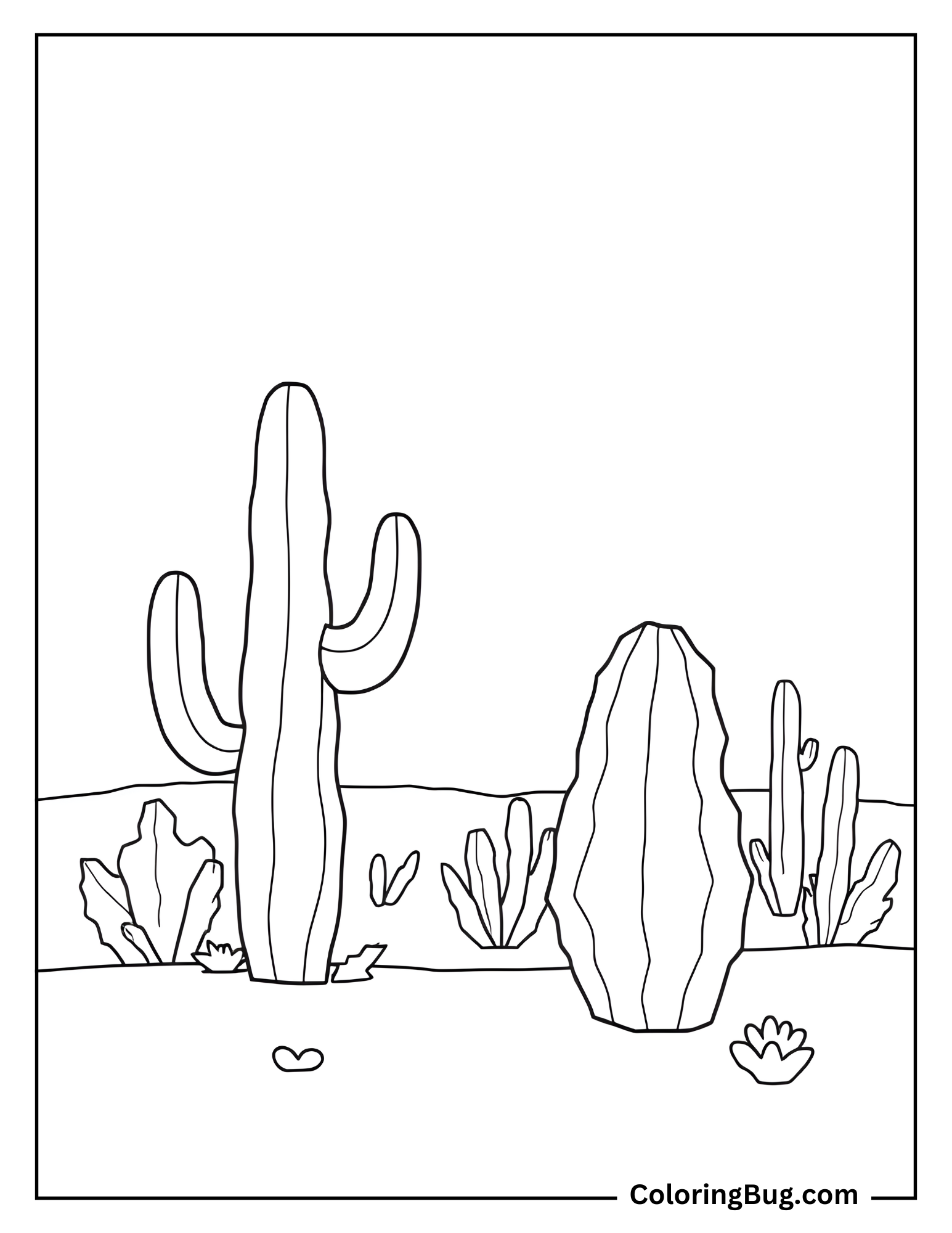 Cactus Plants Coloring Sheet