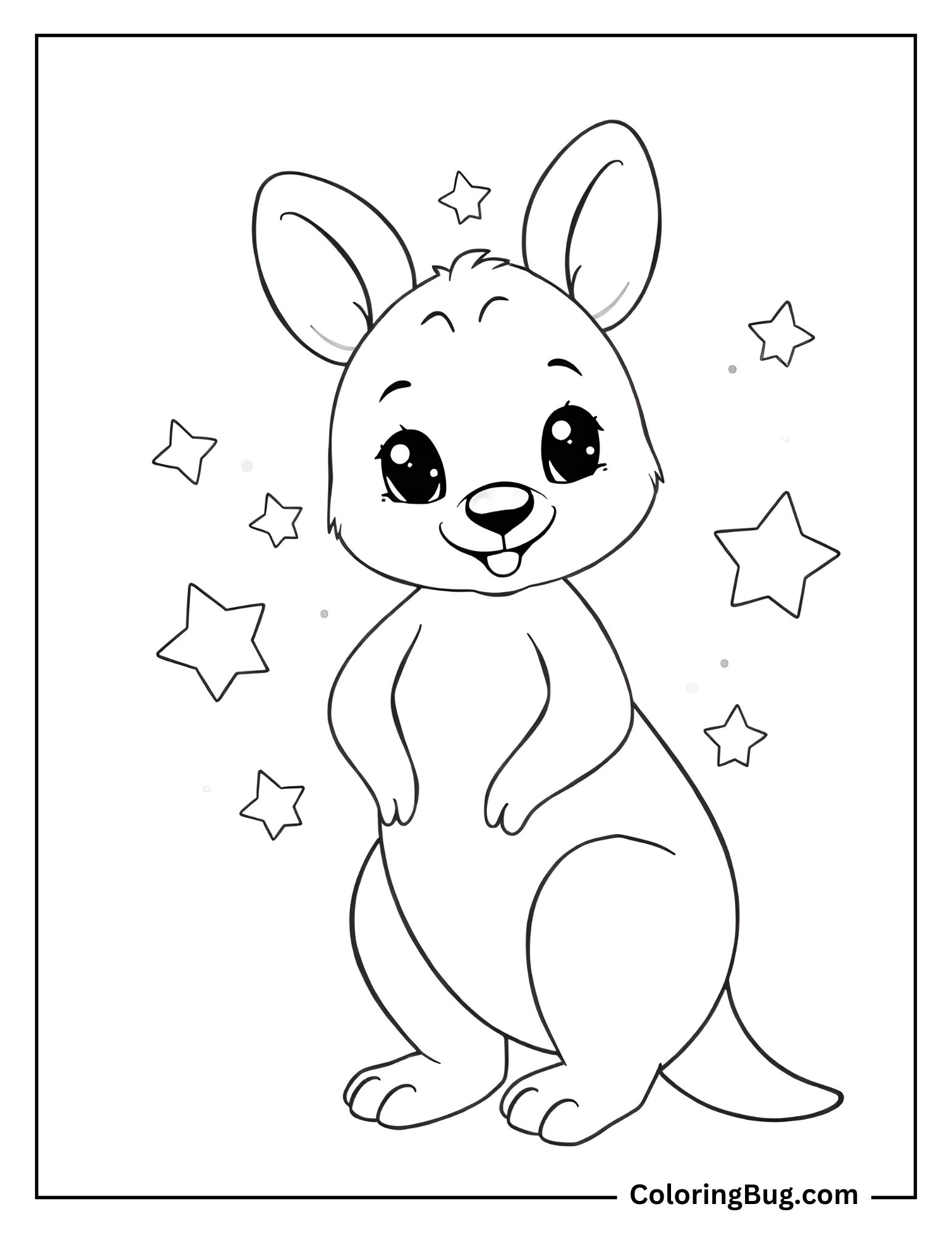 Cute Baby Kangaroo Coloring Sheet