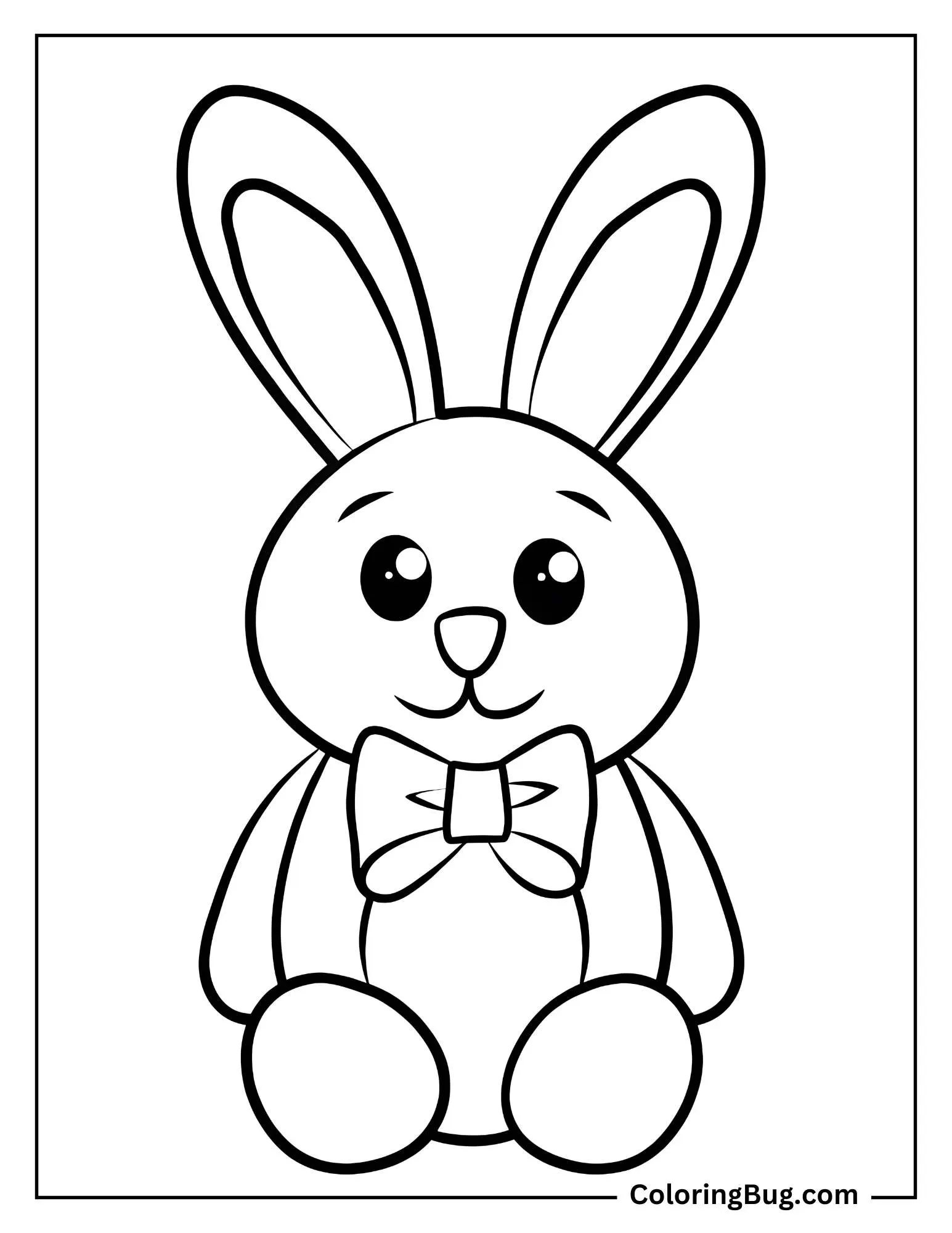 Cute Bunny Wearing A Bowtie coloring Sheet