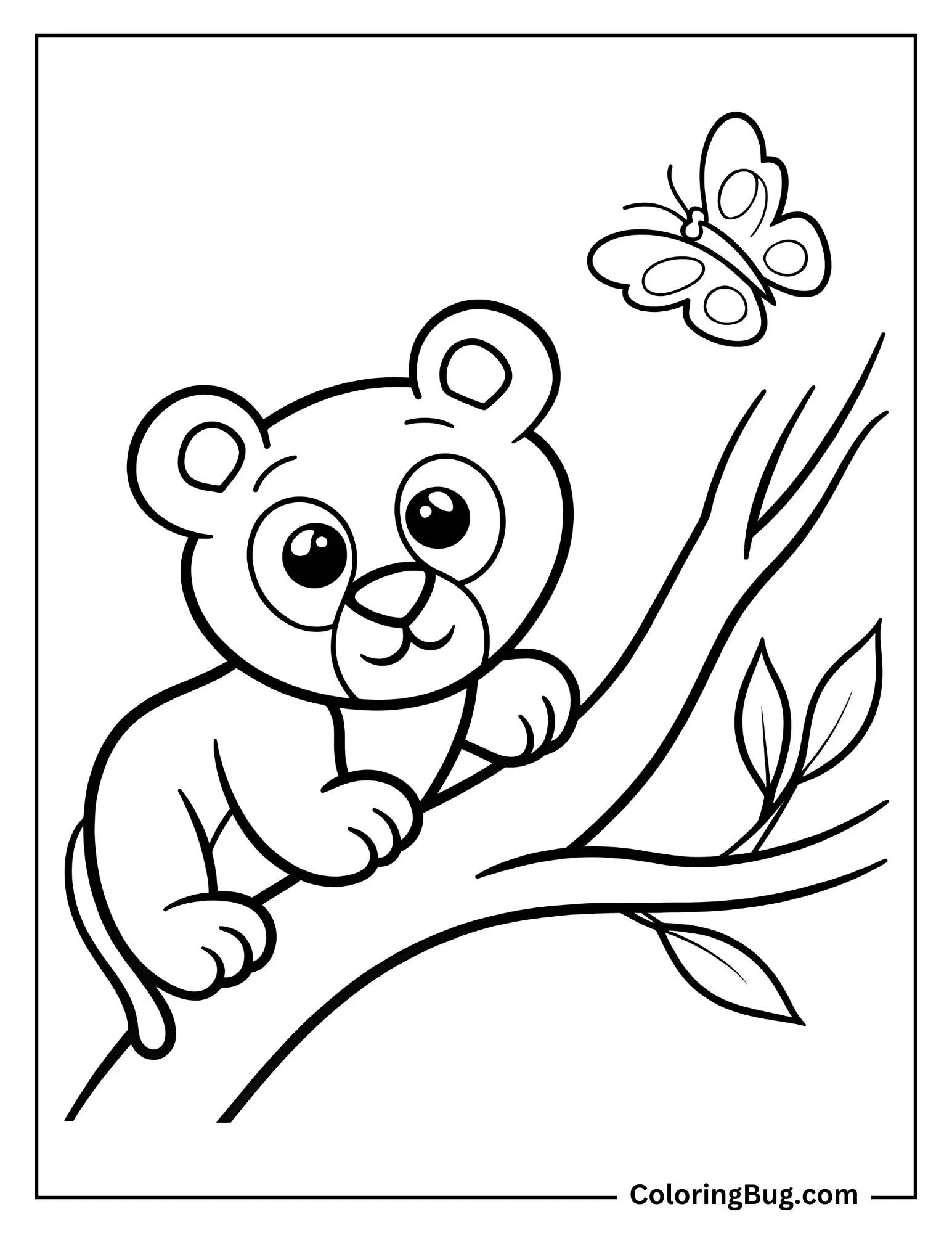 Cute Cheetah Climbing coloring Sheet