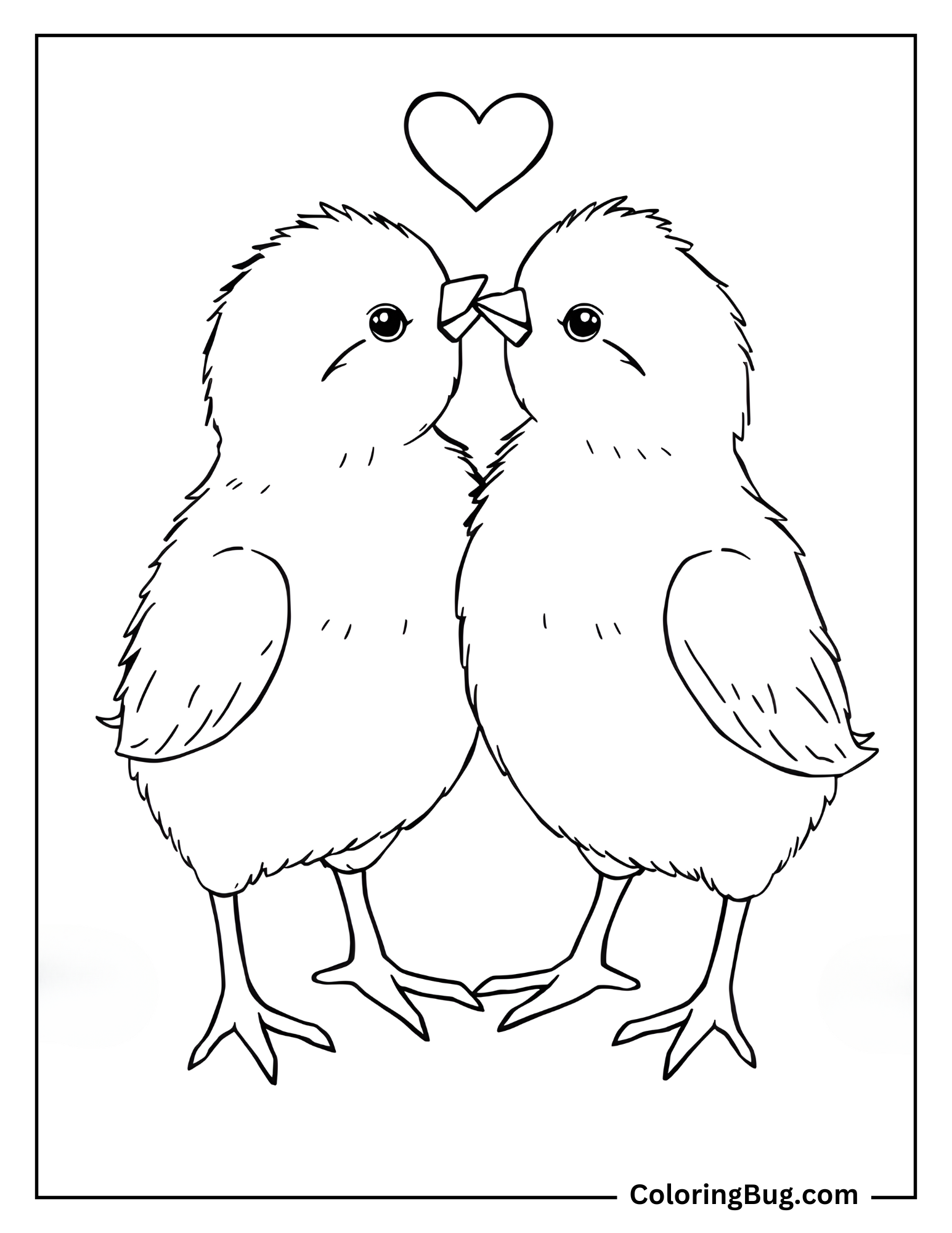 Cute Chicks in Love Coloring Sheet