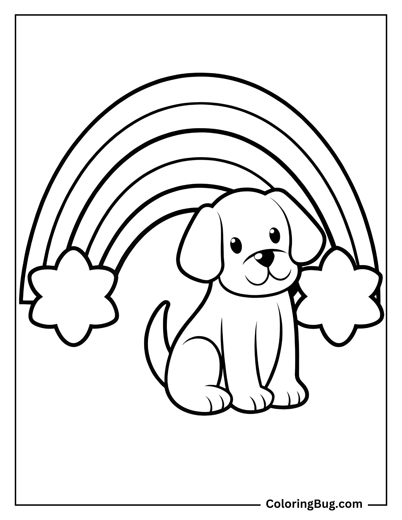 Cute Dog With Rainbow Coloring Sheet