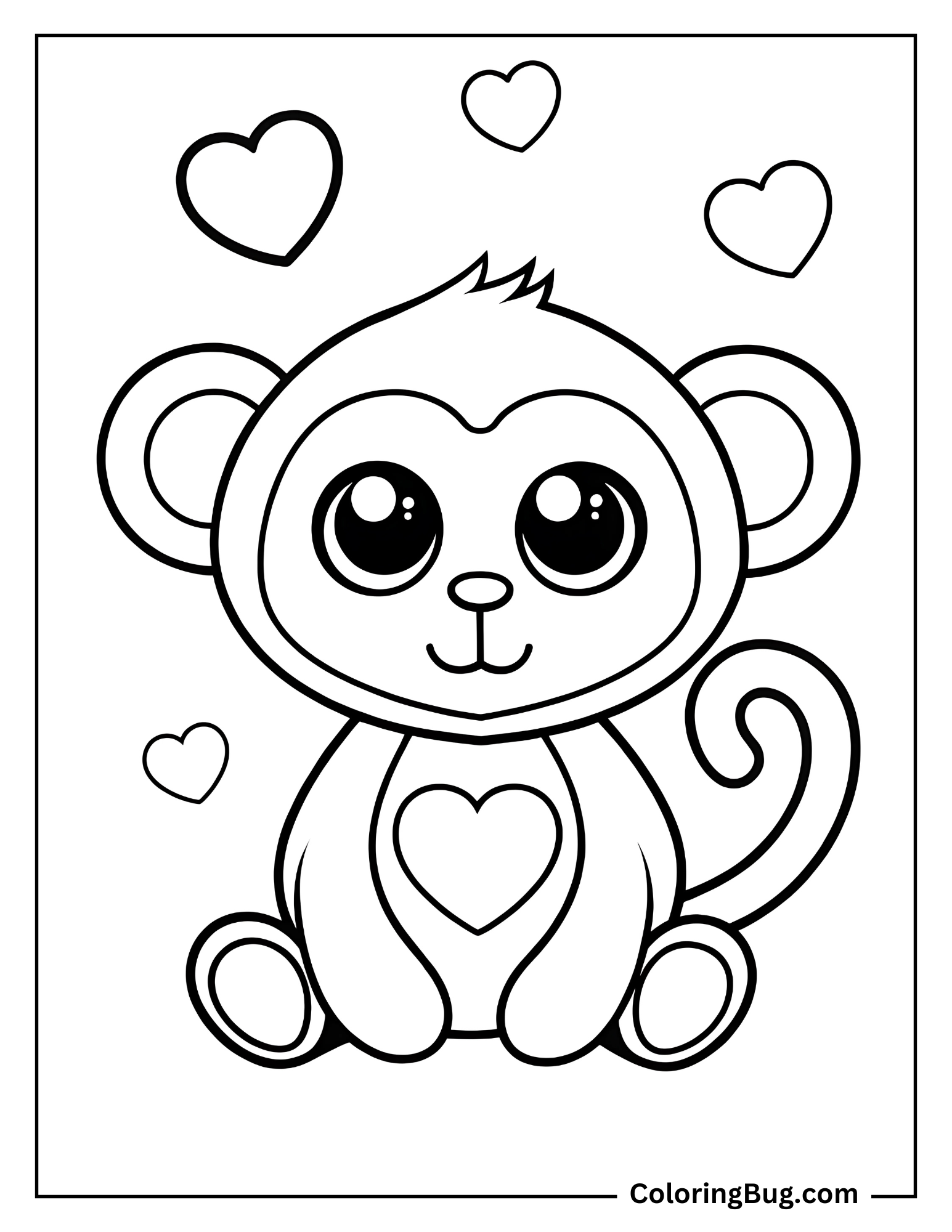 Cute Monkey Coloring Sheet