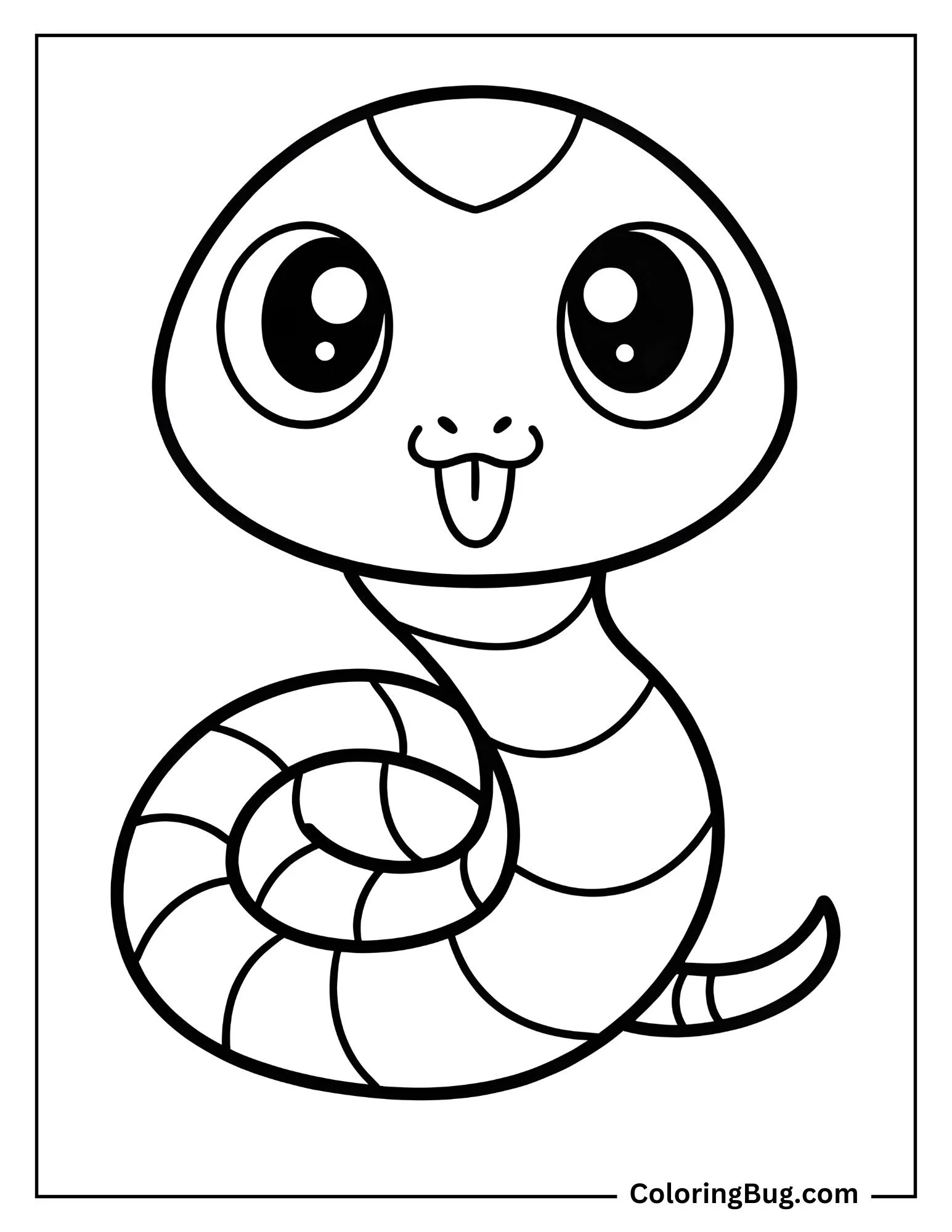 Cute Snake Hissing coloring Sheet