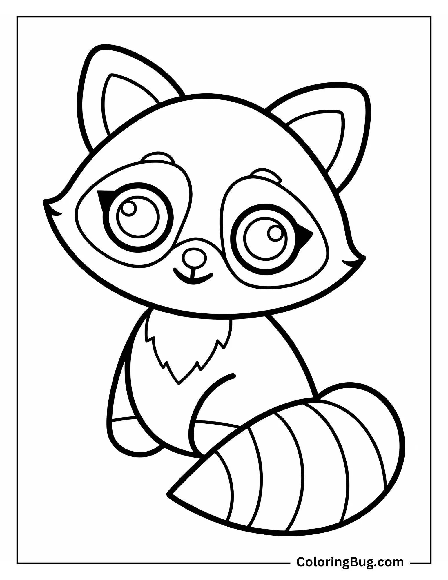 Easy Raccoon Outline coloring Sheet