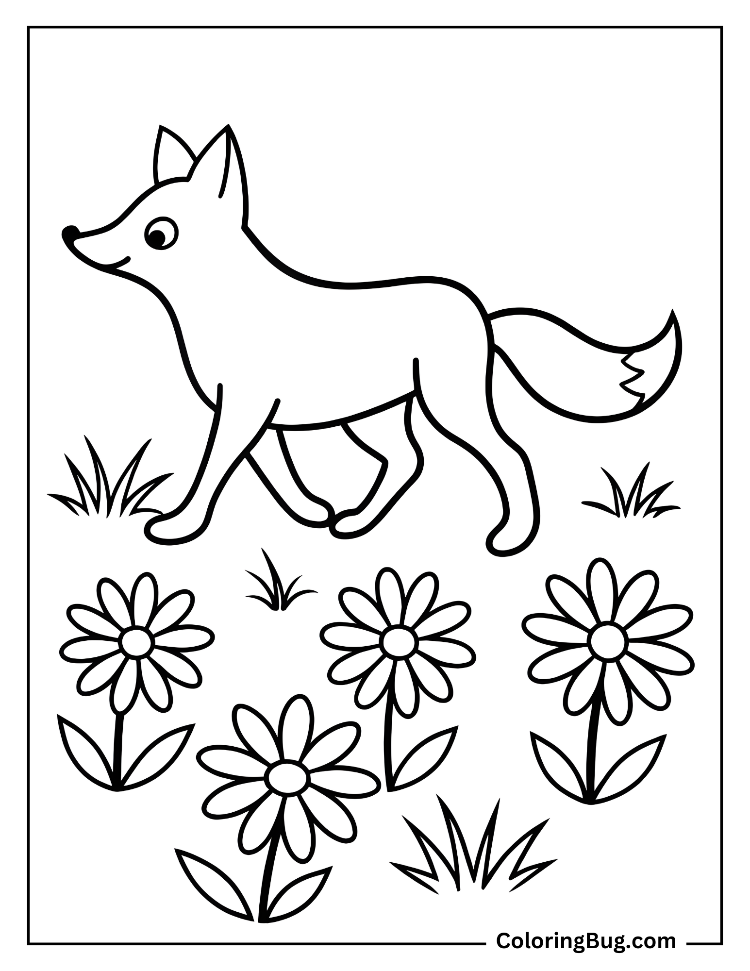 Fox Walking Coloring Sheet