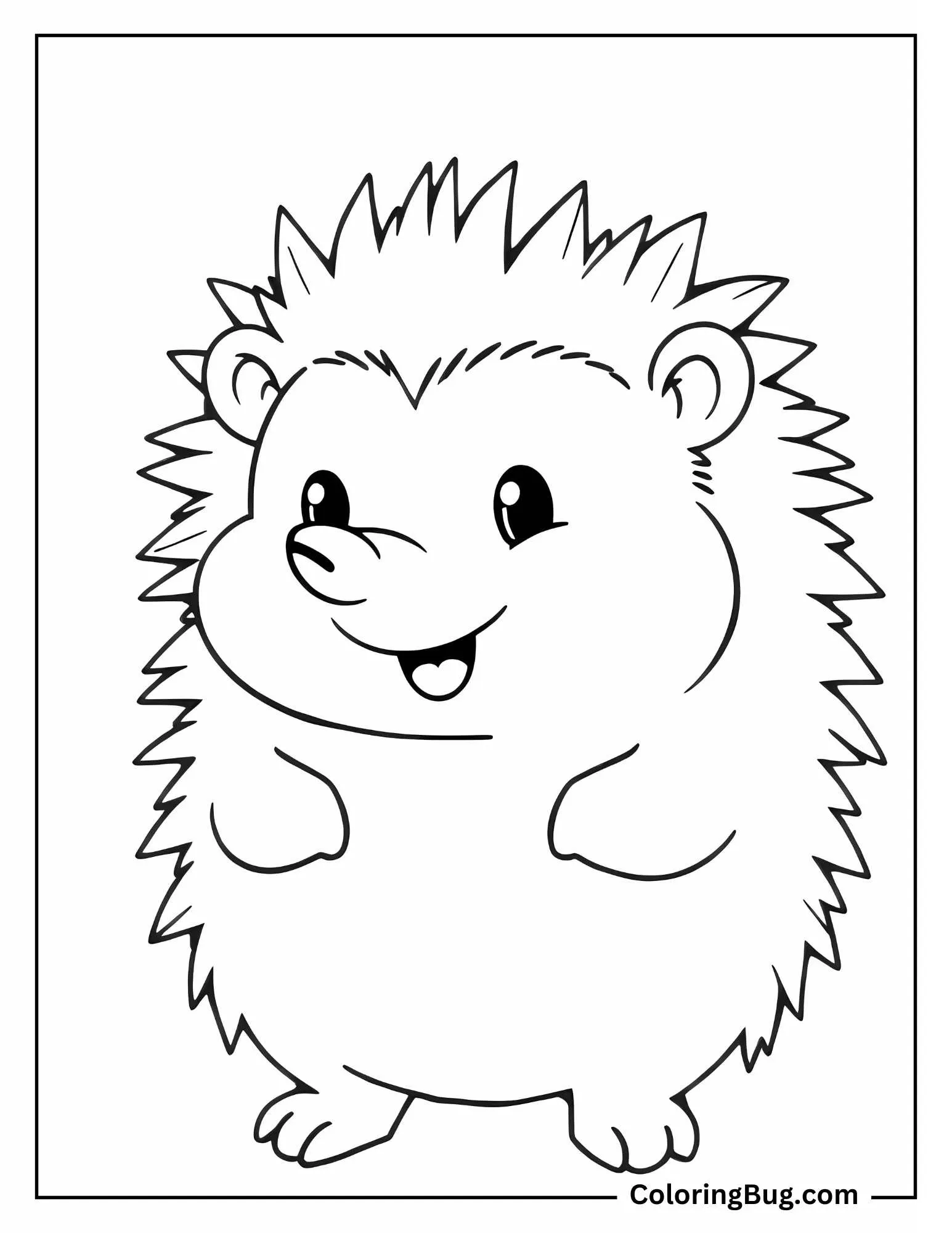 Furry Hedgehog Smiling coloring Sheet