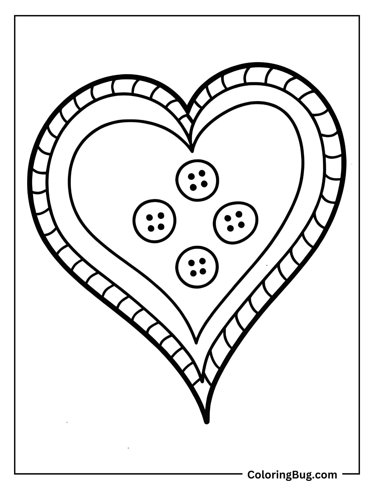 Heart Made Of Colorful Buttons Coloring Sheet 