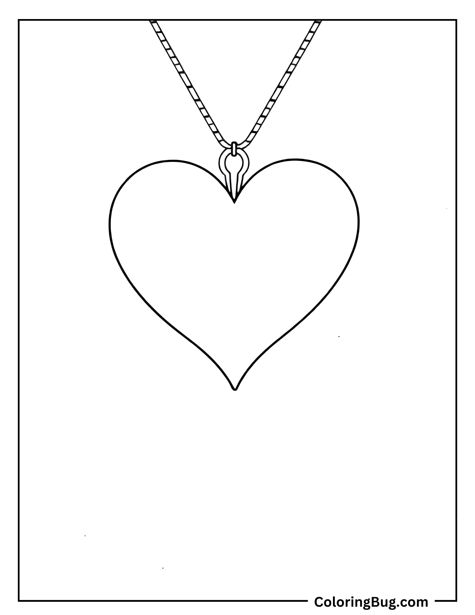 Heart Shape Necklace Coloring Sheet