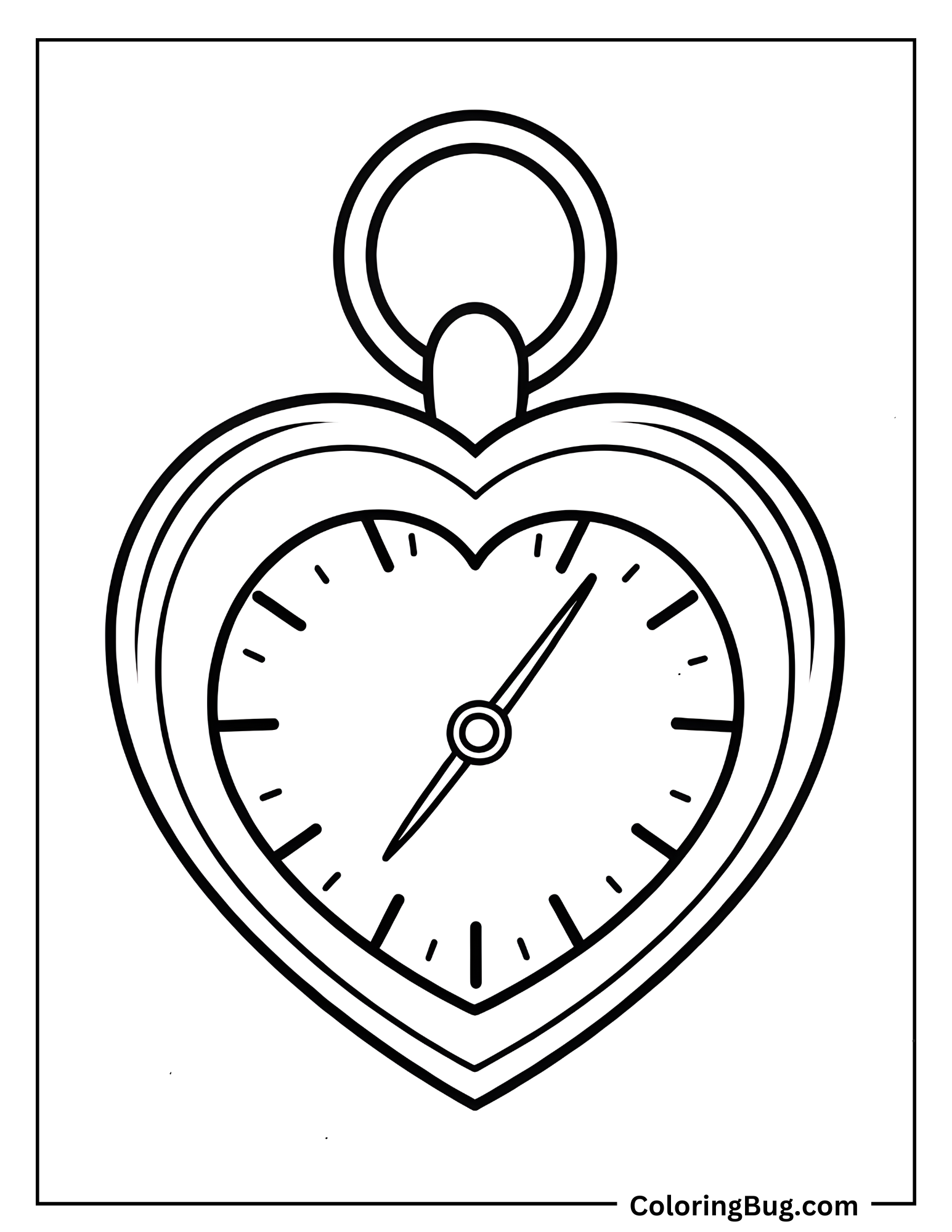 Heart Shaped Clock Coloring Sheet