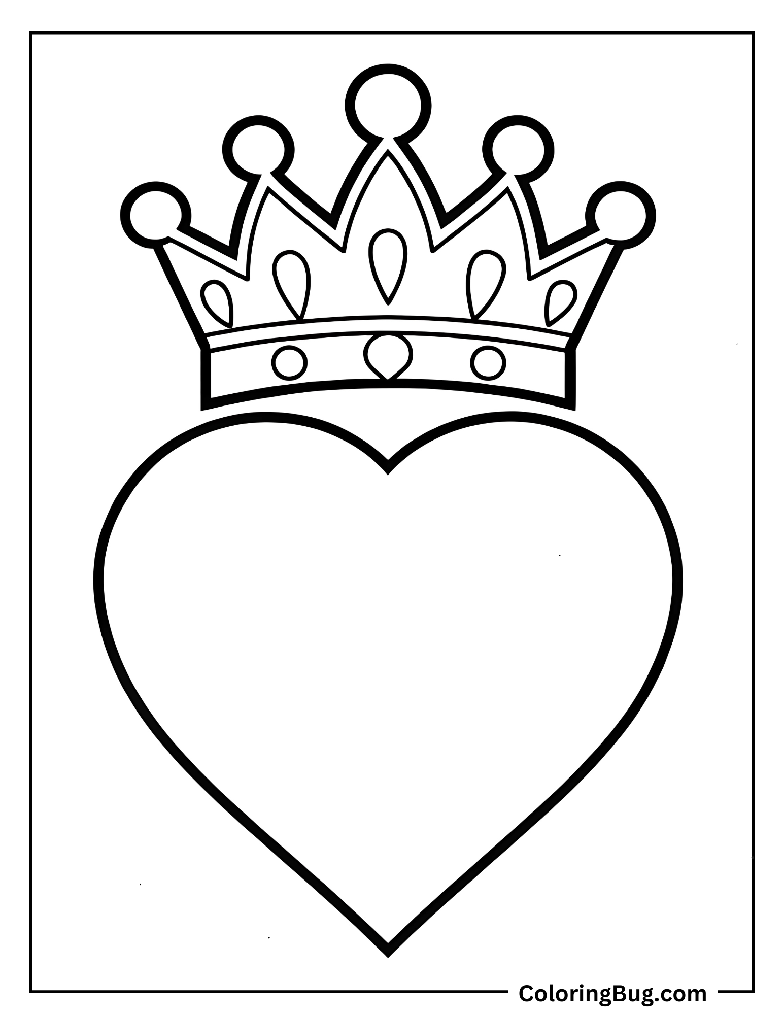 Heart With Crown On Top Coloring Sheet 