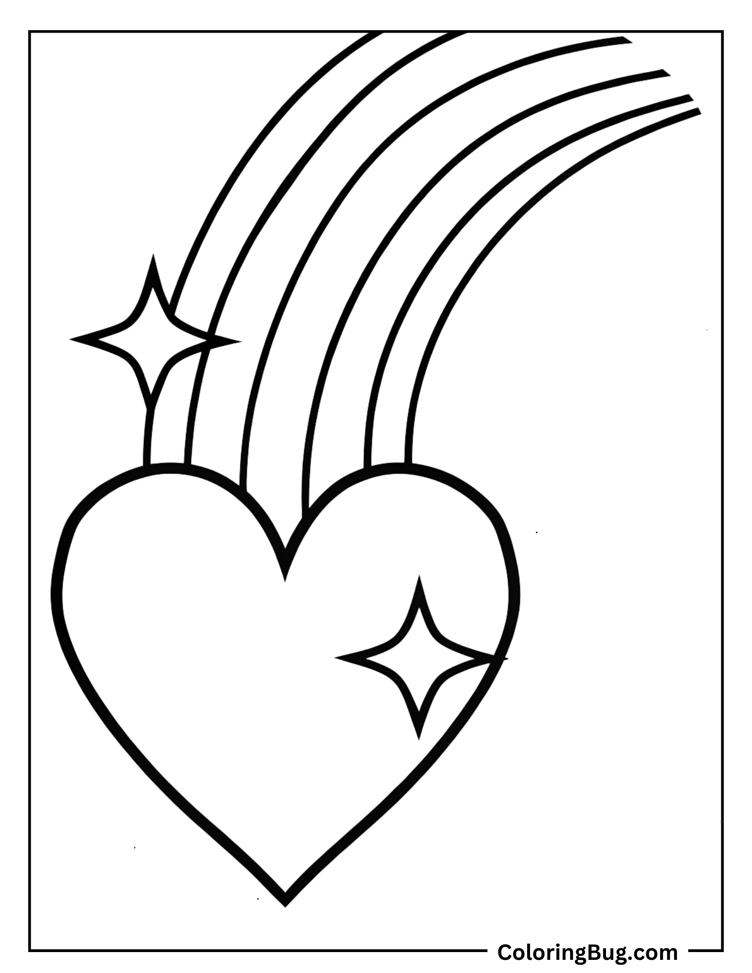 Heart With Rainbow Trail Coloring Sheet 