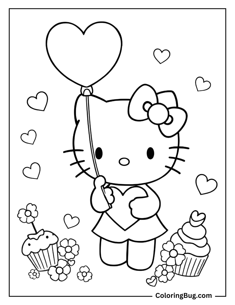 30 Hello Kitty Valentines Coloring Pages (Free Printable PDFs)