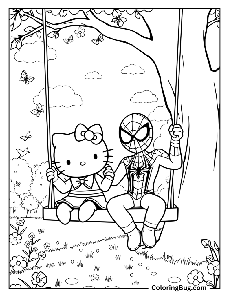 30 Hello Kitty and Spiderman Coloring Pages (Free Printable PDFs)