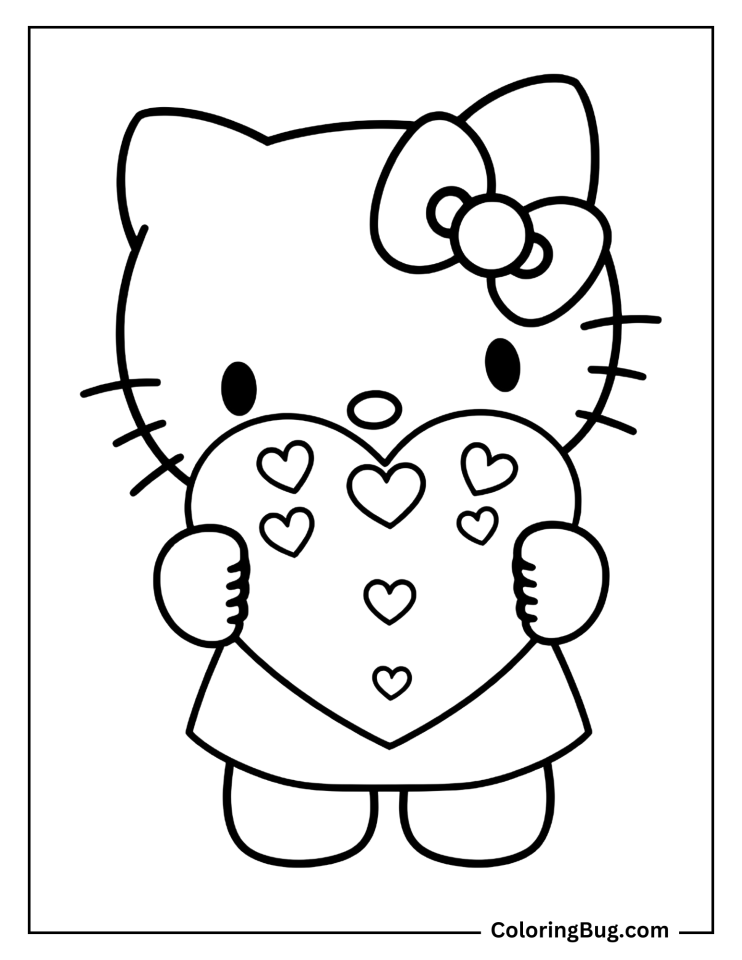 30 Hello Kitty Valentines Coloring Pages (Free Printable PDFs)