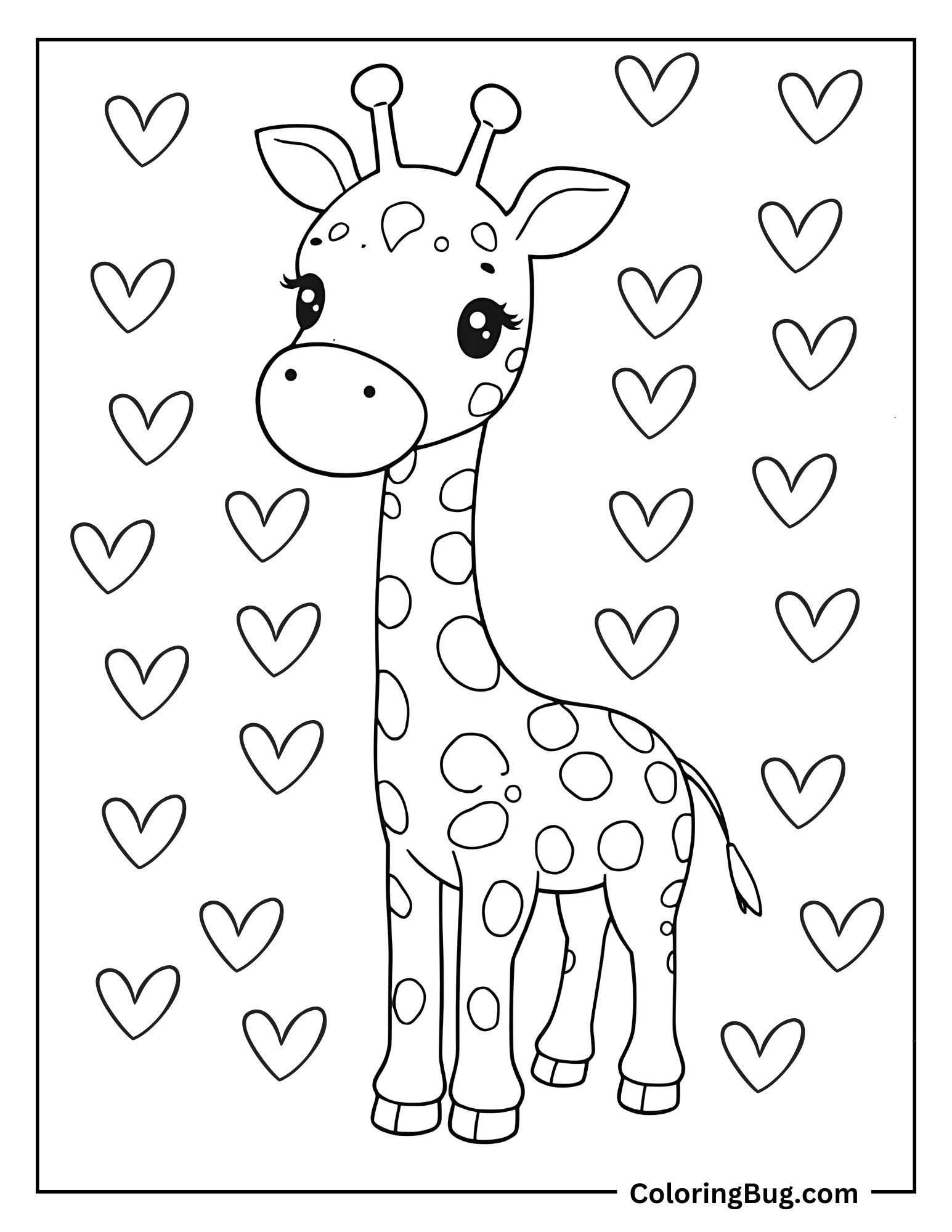 Kawai Giraffe Coloring Sheet