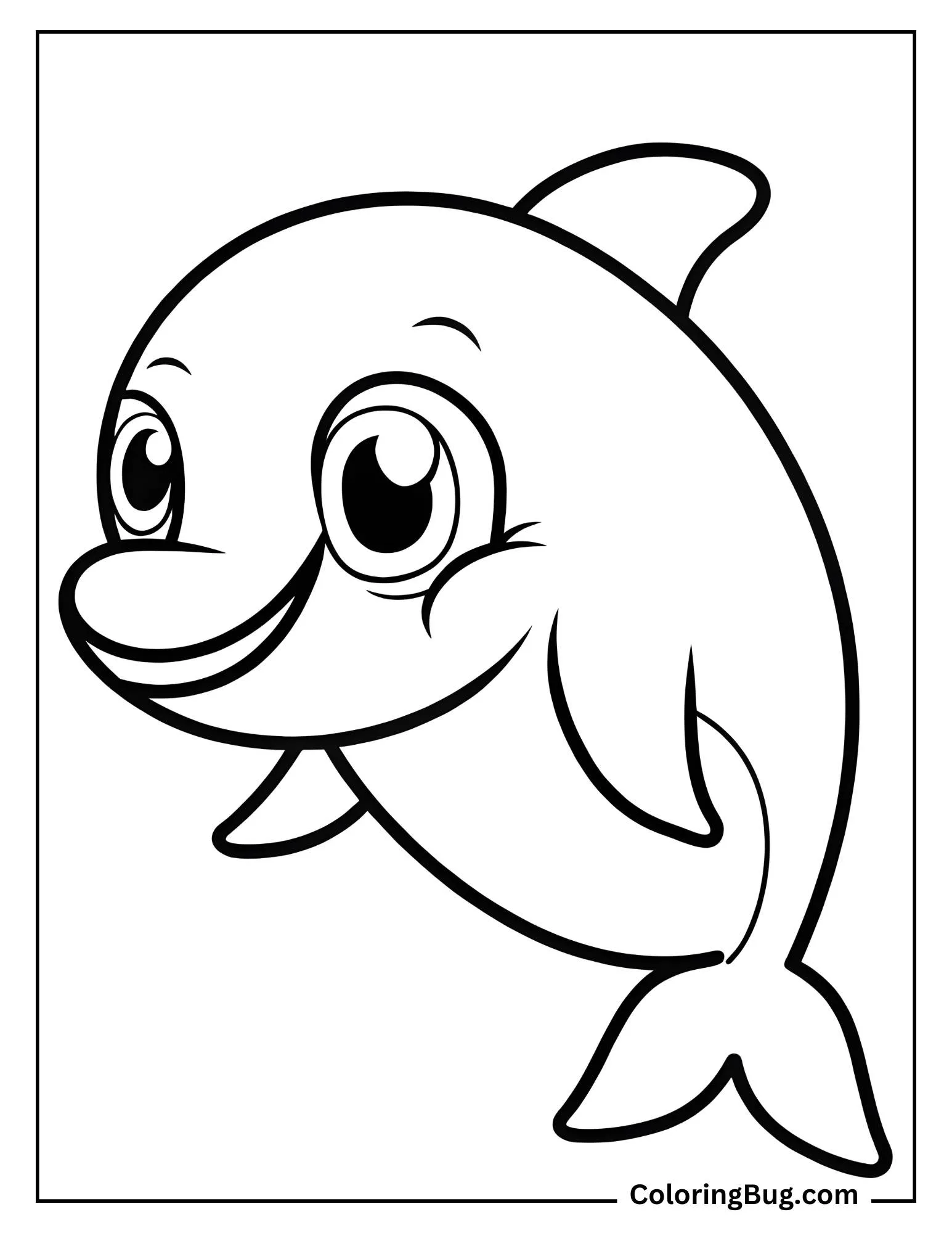 Kawaii Dolphin Coloring Sheet