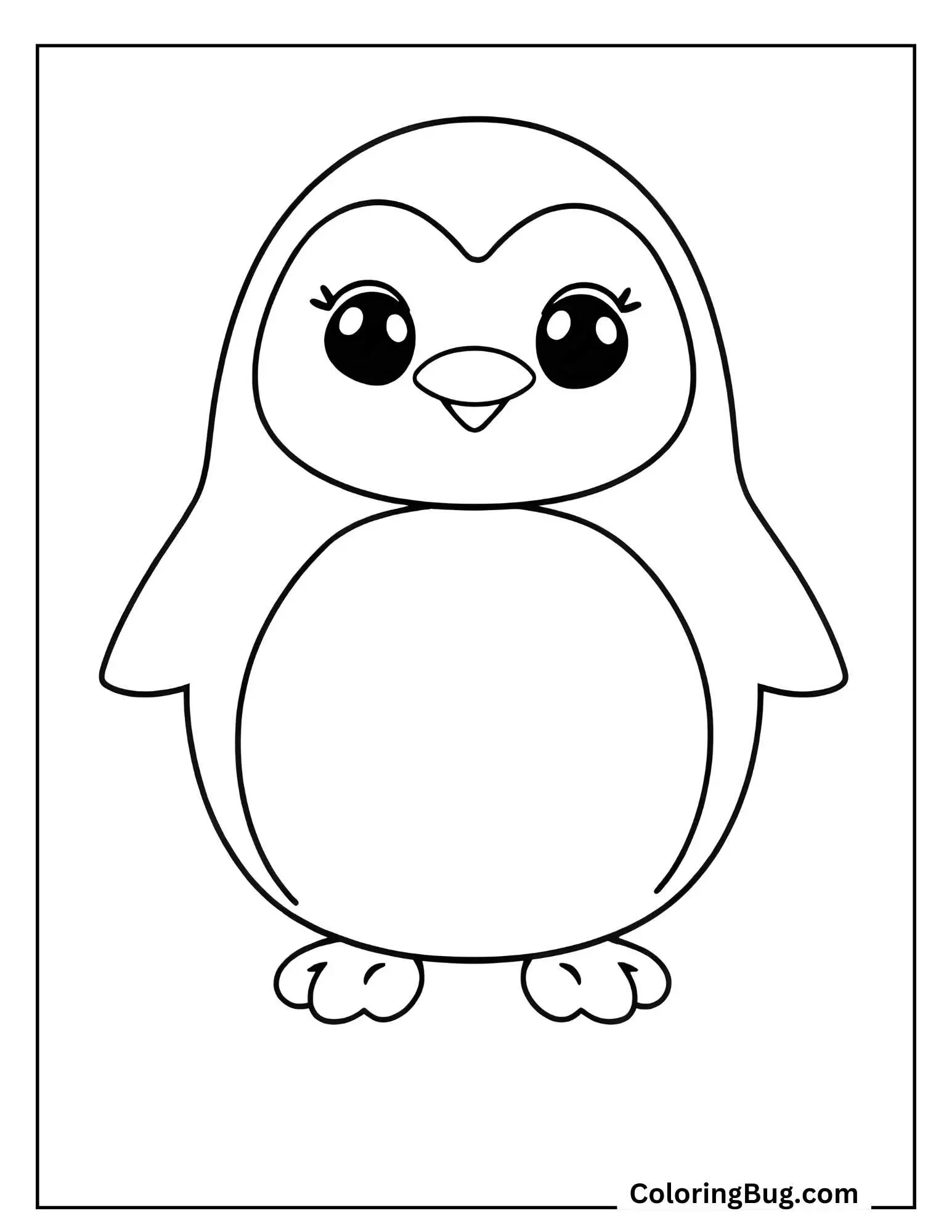 Kawaii Penguin Coloring Sheet