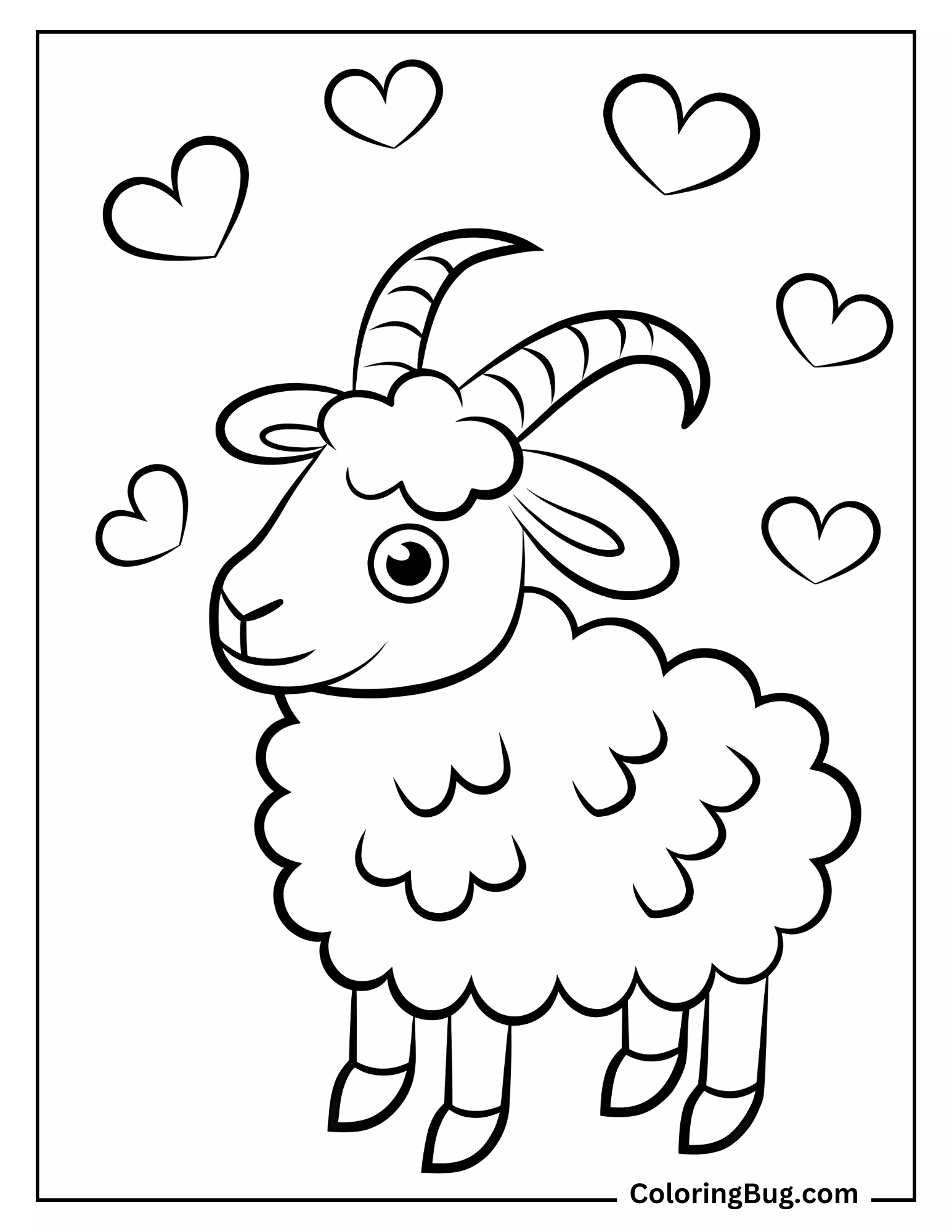 Kawaii Sheep coloring sheet