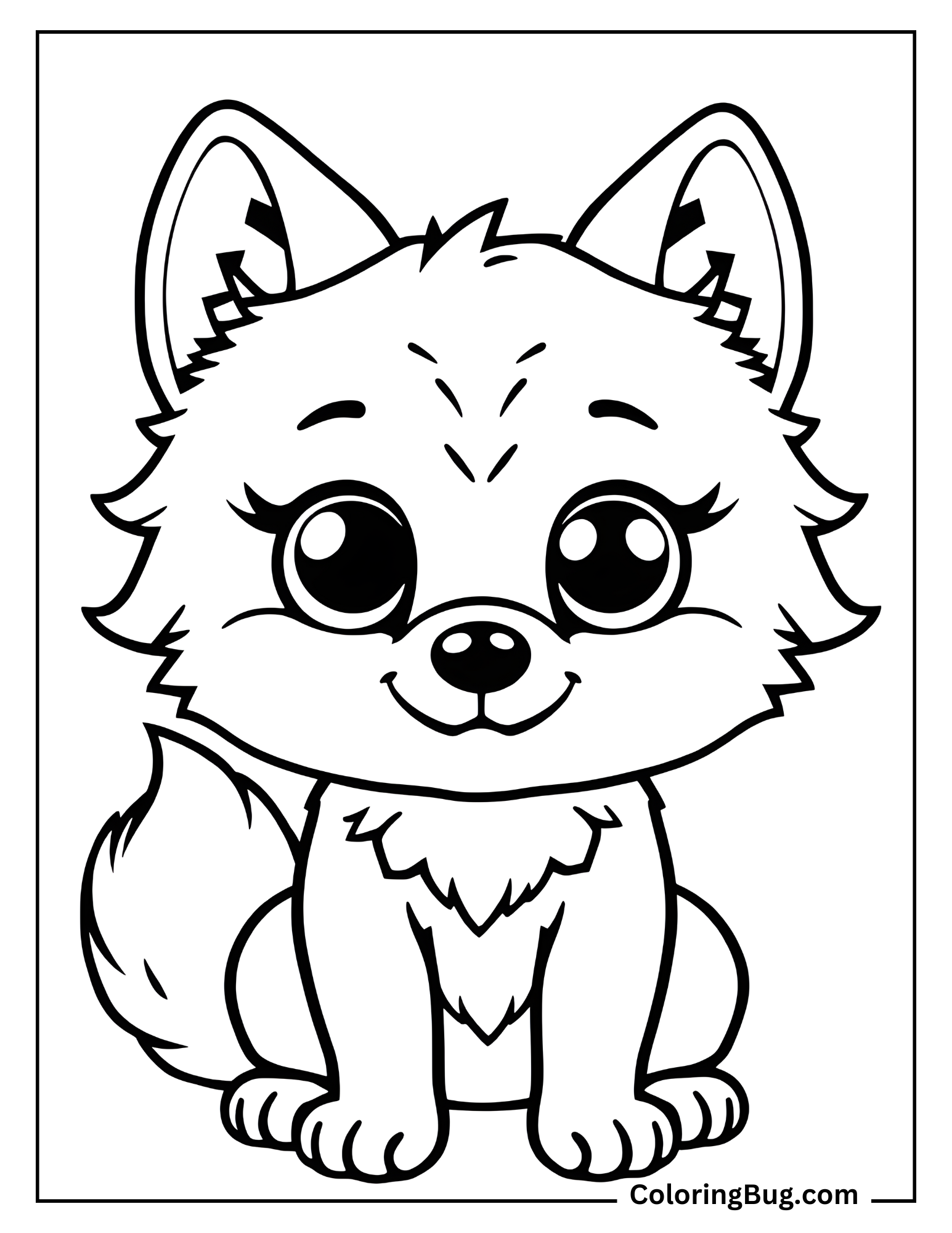 Kawaii Wolf Coloring sheet