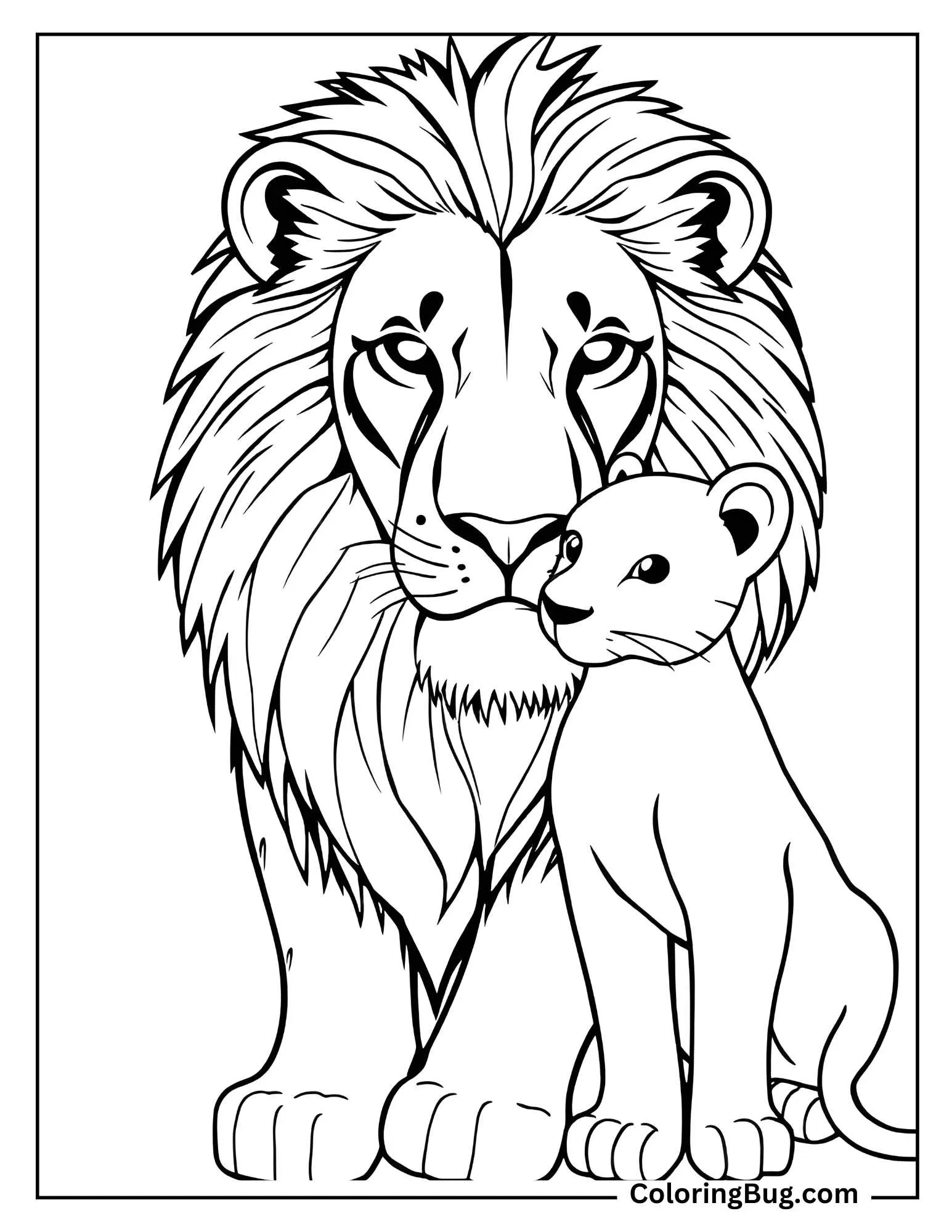 Lion With Lioness Coloring Sheet