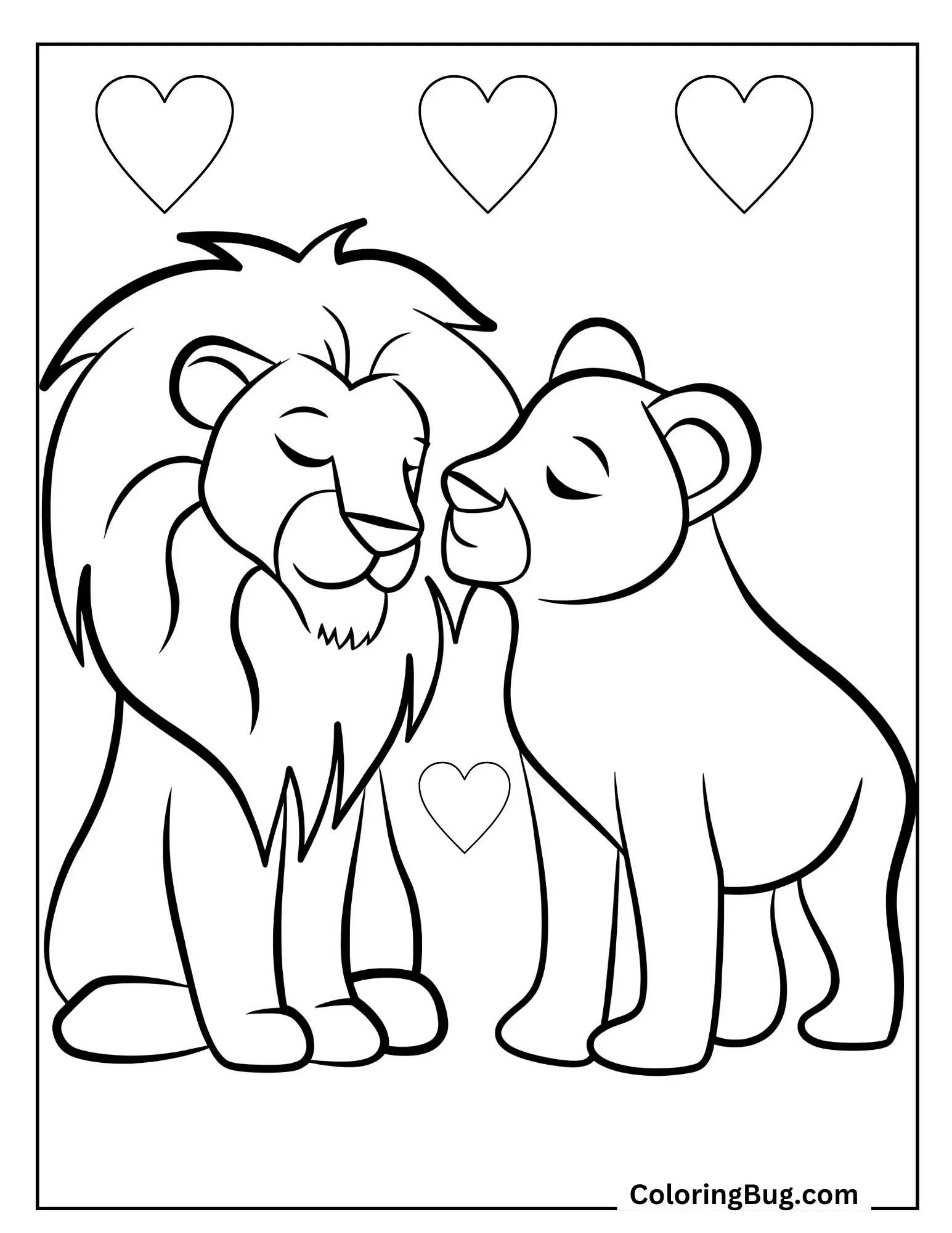Lion in Love Lioness Coloring Sheet