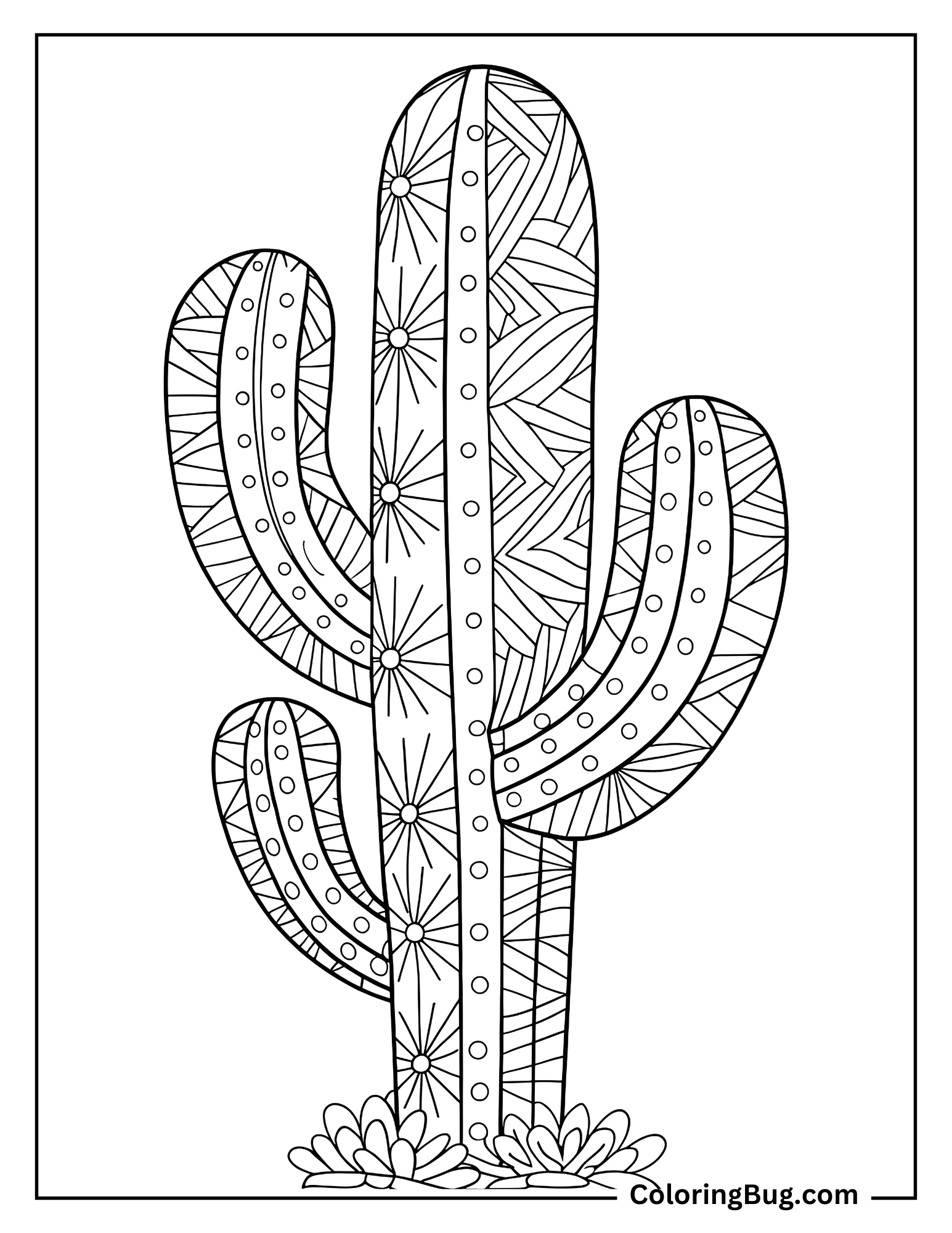 Mandala Cactus Coloring Sheet