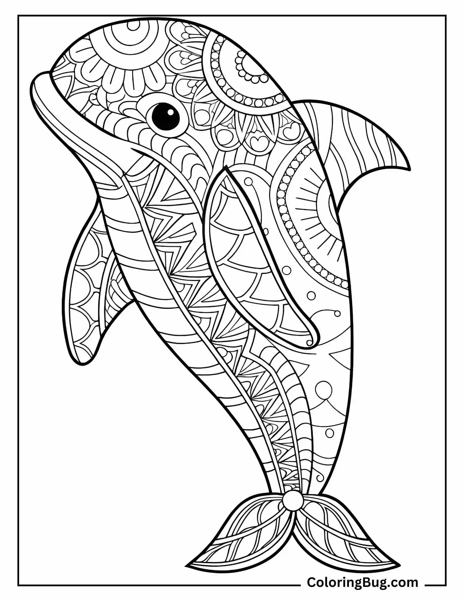 Mandala Dolphin Coloring Sheet
