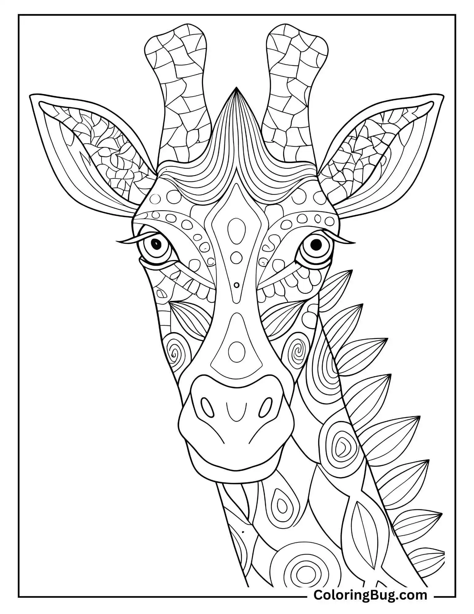 Mandala Giraffe Face Coloring Sheet