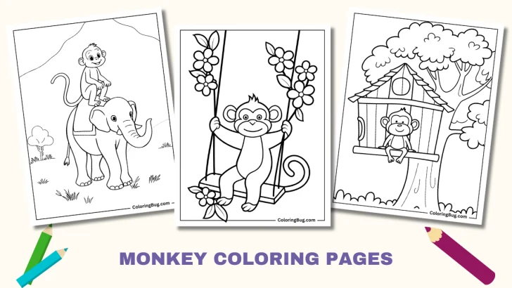 50 Monkey Coloring Pages (Free Printable PDFs)