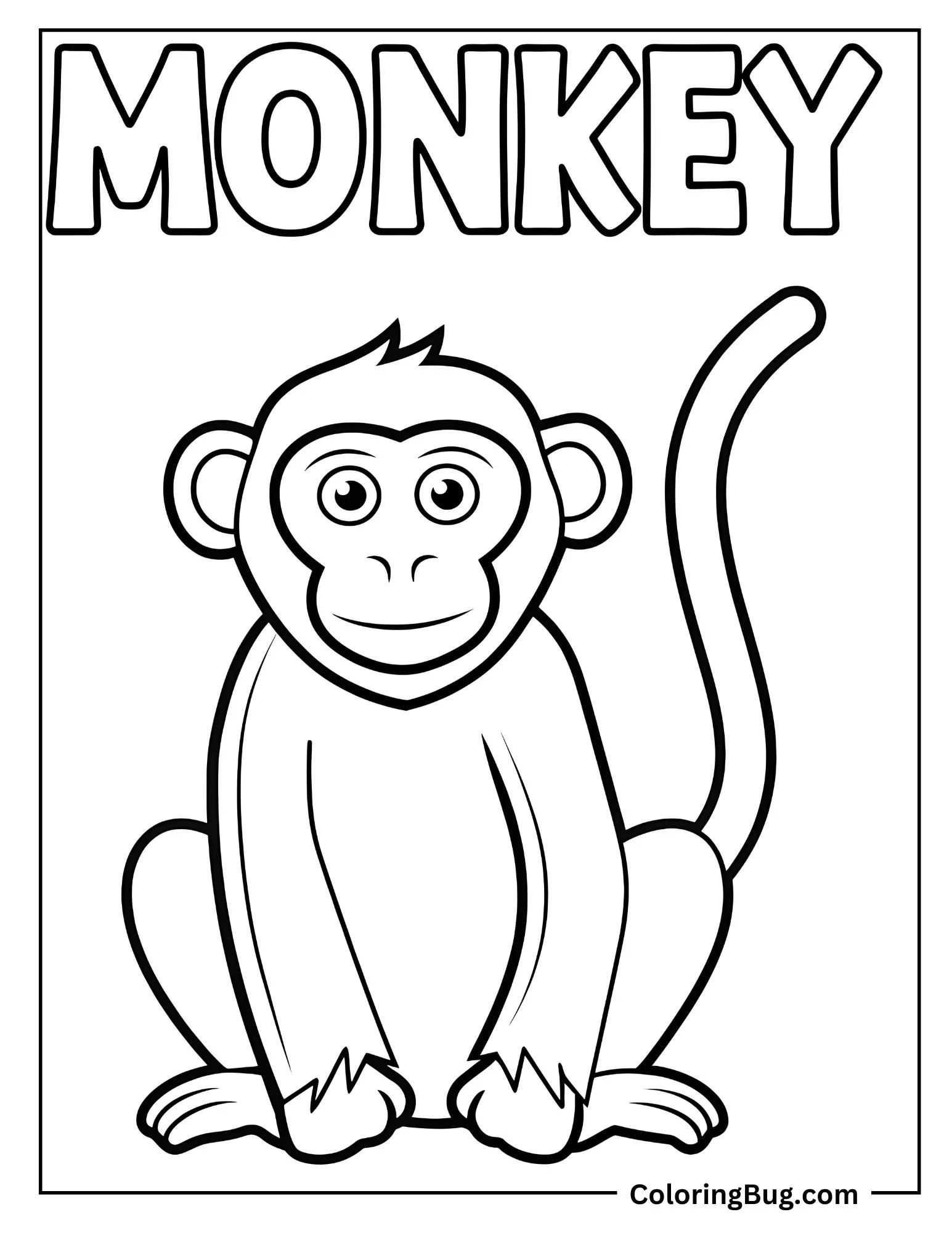 Monkey Spelling Coloring Sheet