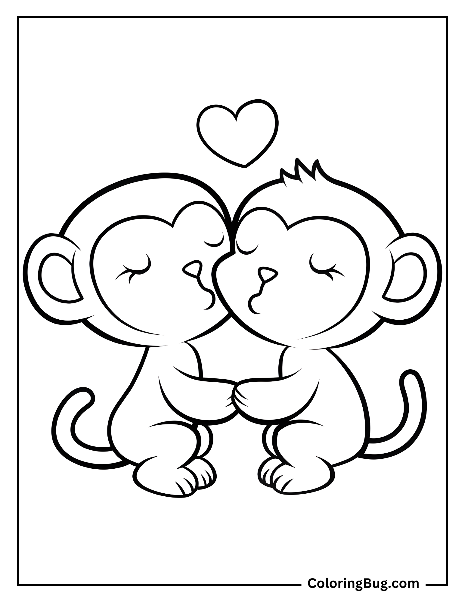 Monkey in Love Coloring Sheet