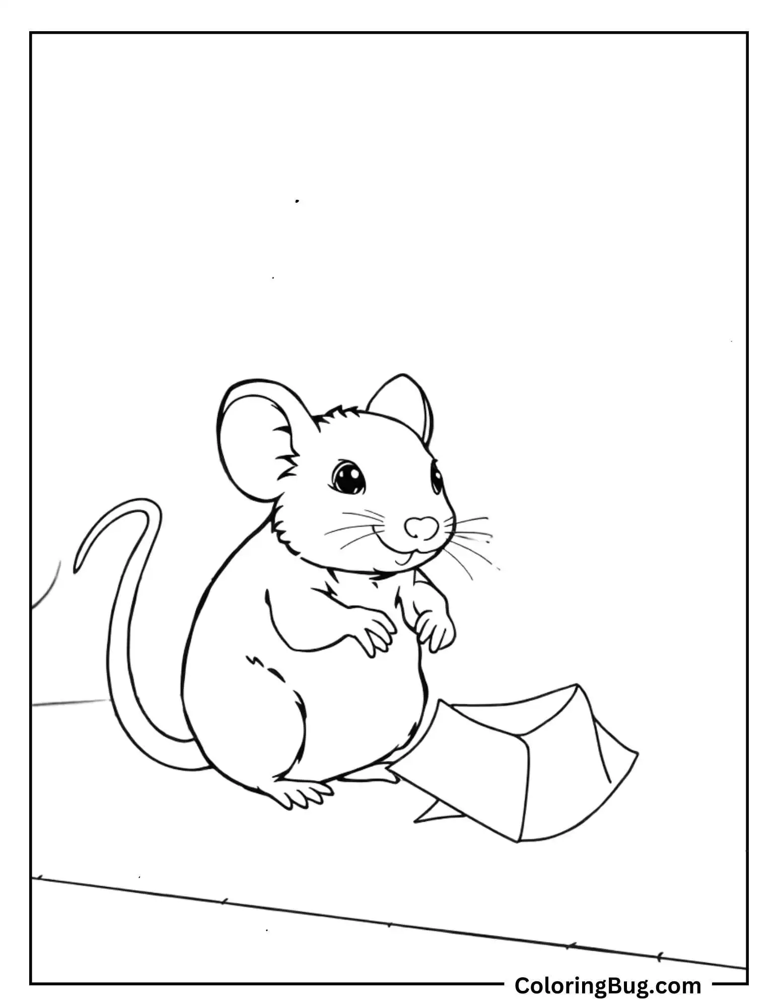 Mouse Playing With Small Ball Of Paper Coloring Sheet 