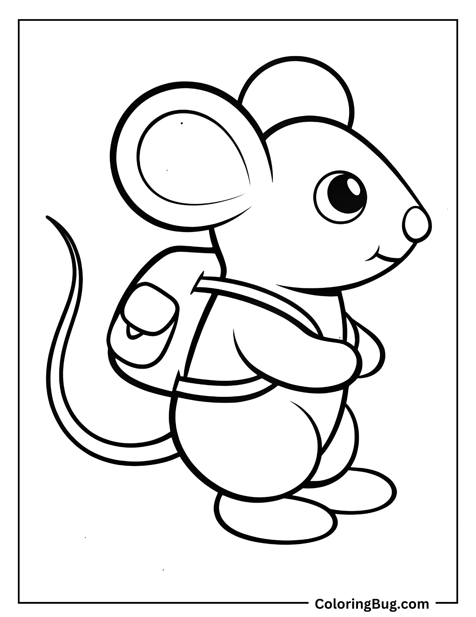 Mouse Wearing Tiny Backpack Coloring Sheet
