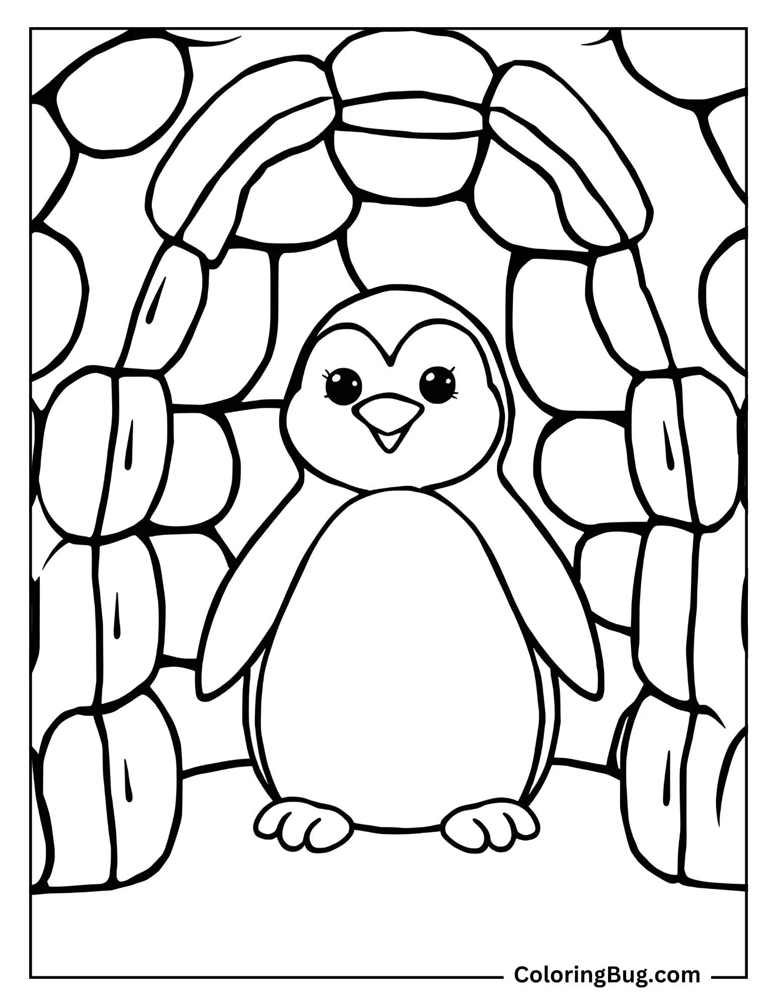 Penguin Inside An Igloo Coloring Sheet
