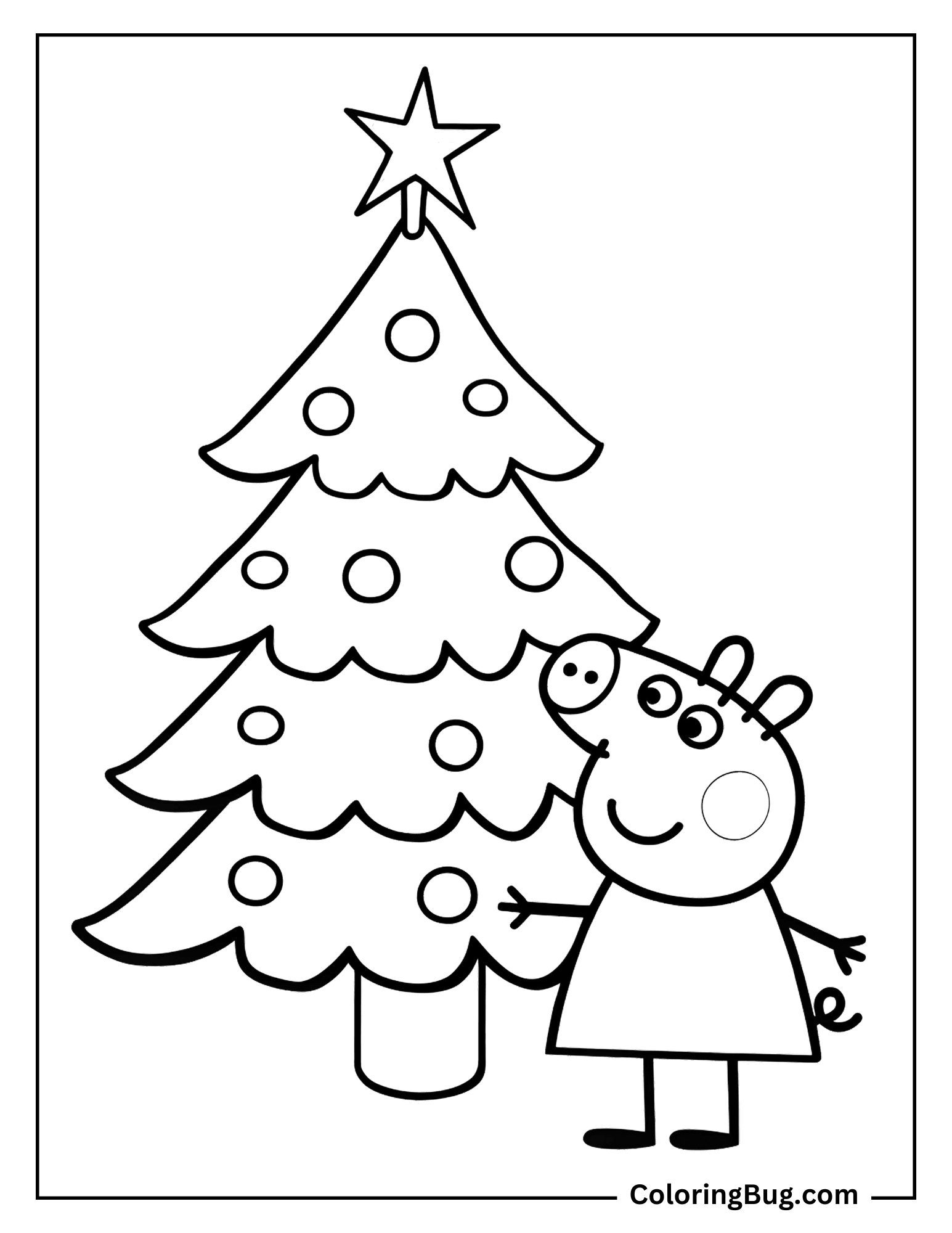 Peppa Pig Christmas Tree Coloring Page