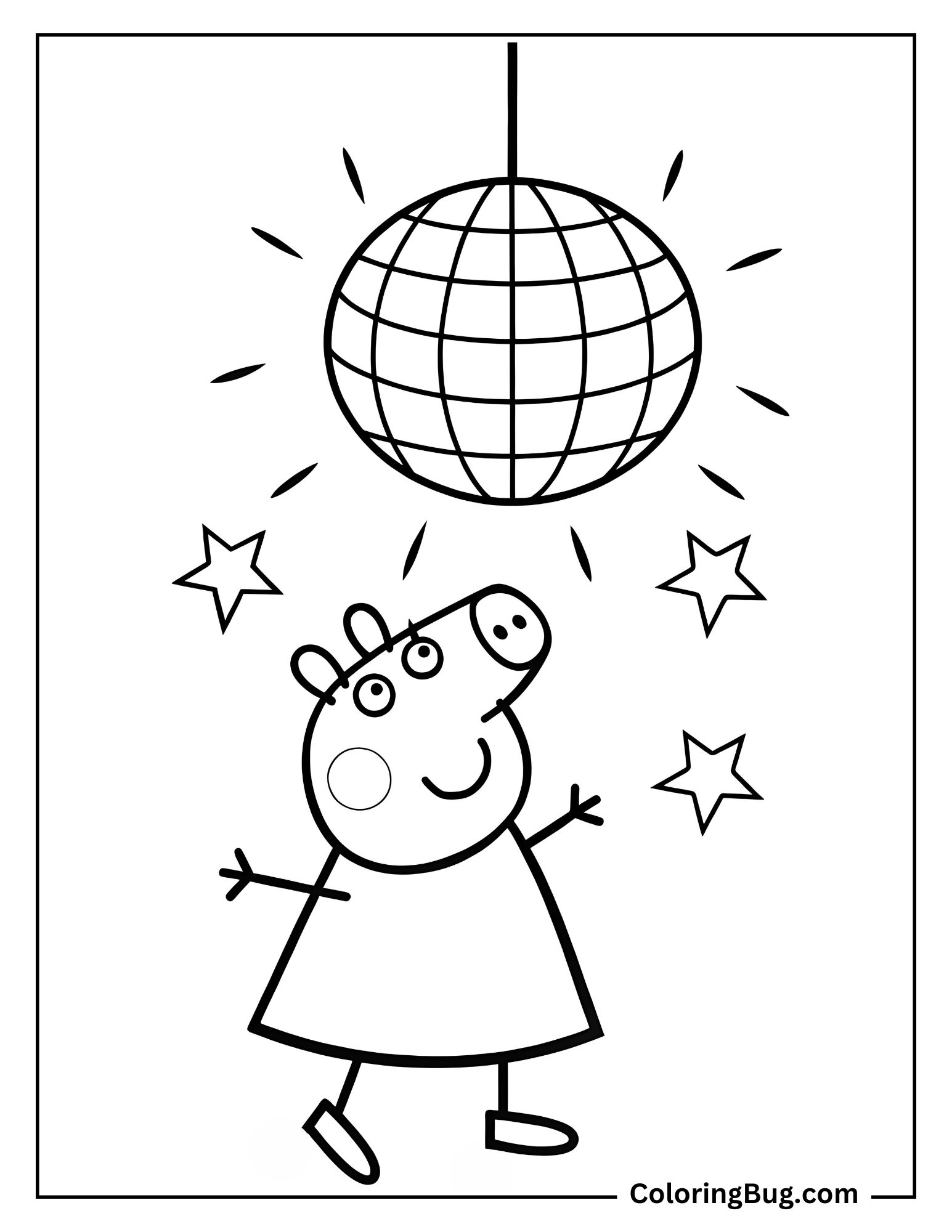 Peppa Pig Dancing at Disco Coloring Page