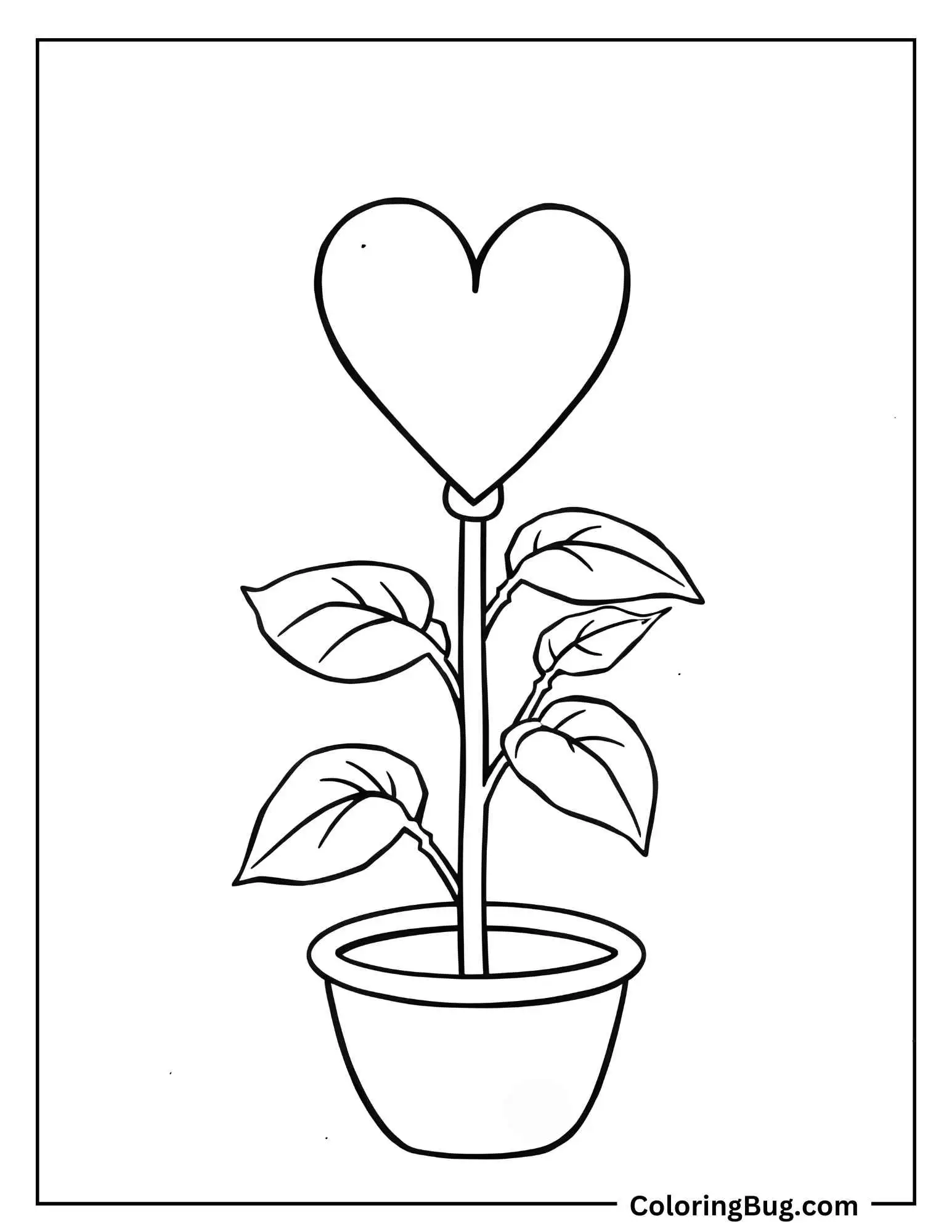 Plant With Heart On Top Coloring Sheet