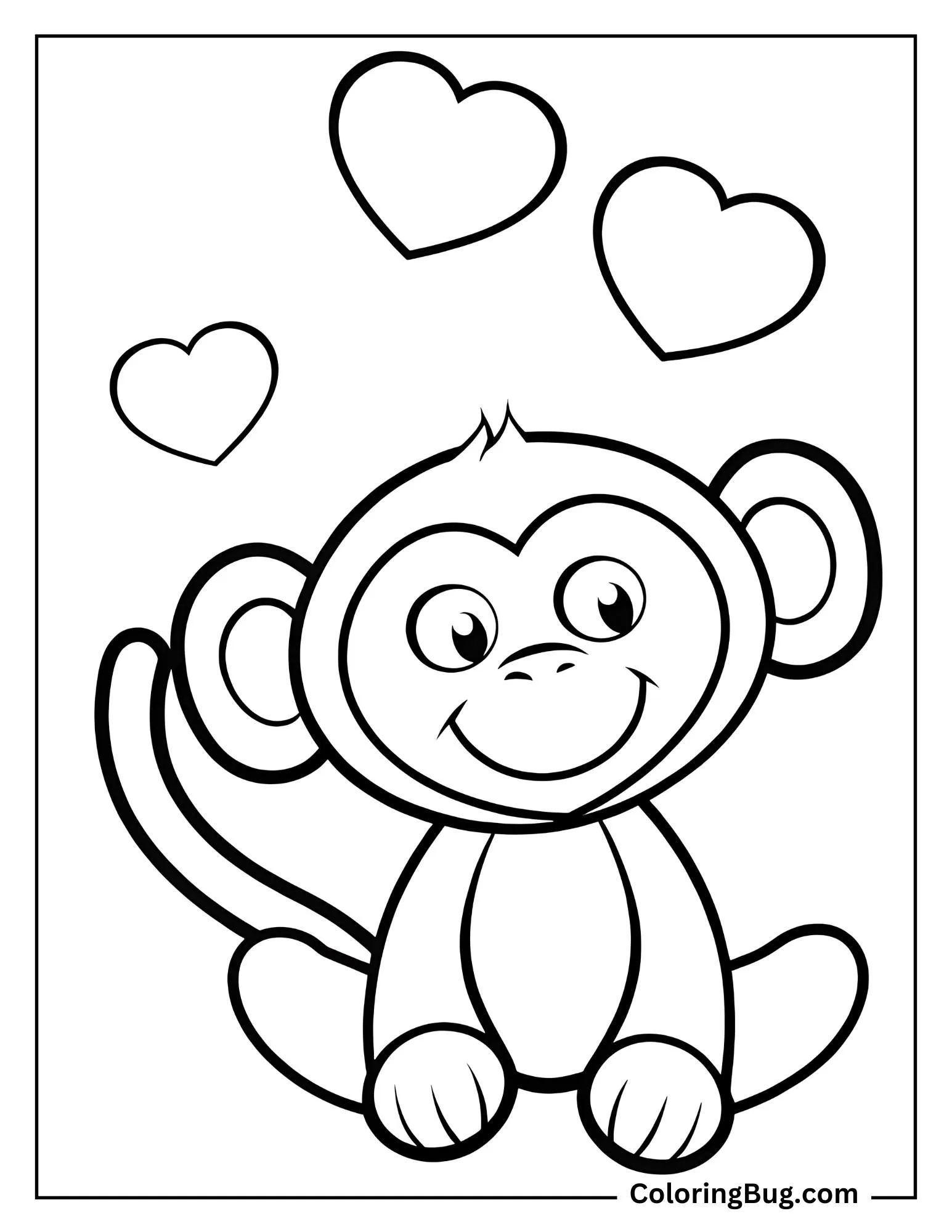 Smiling Cartoon Monkey Coloring Sheet