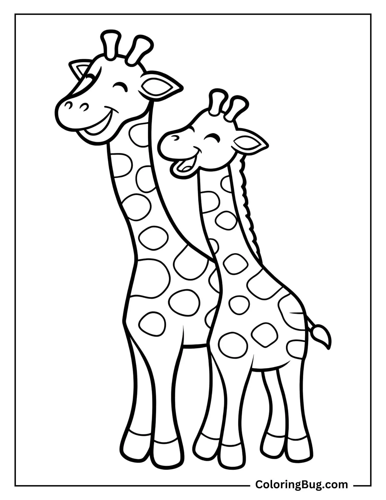 Two Giraffes Laughing Coloring Page