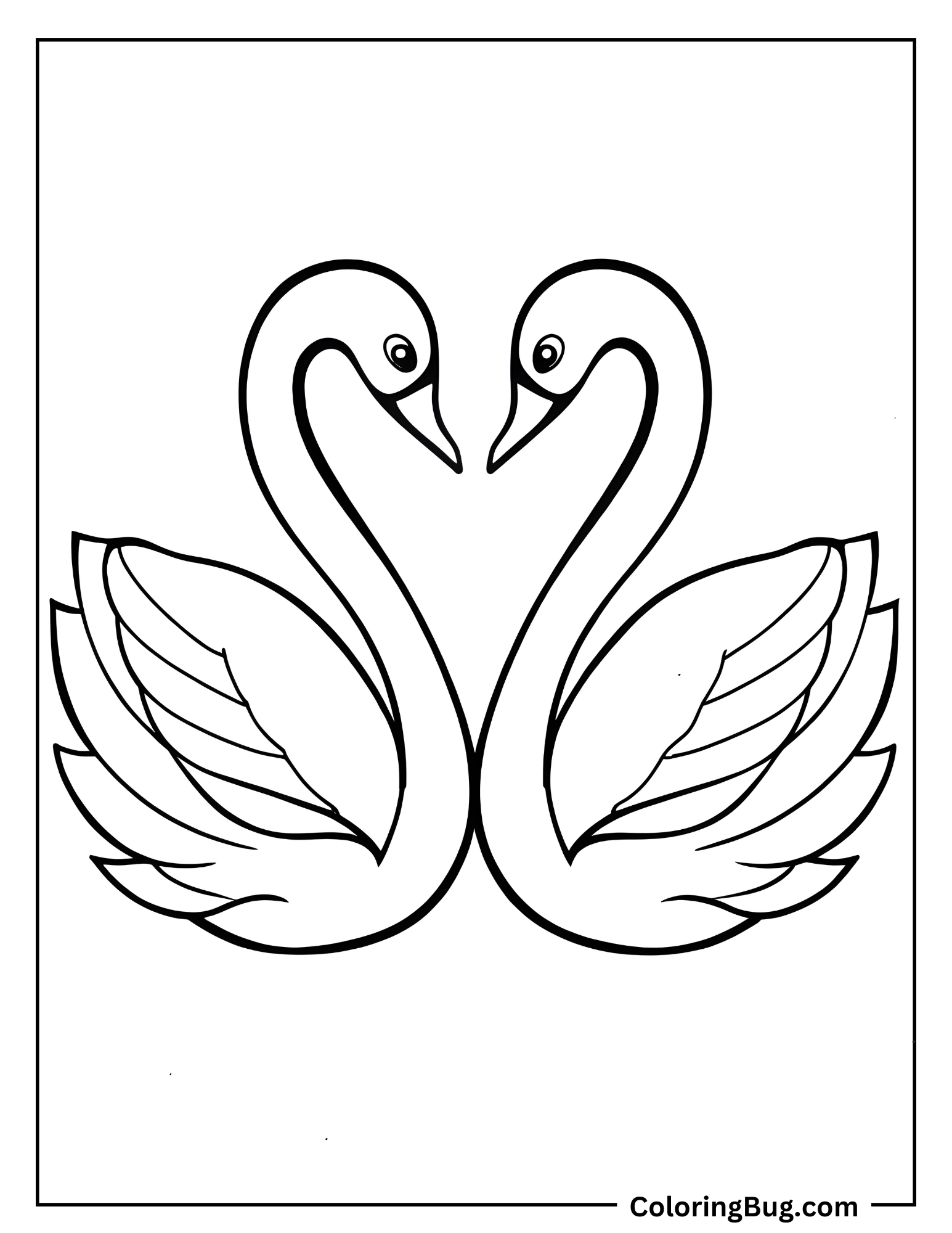 Two Swans Forming Heart Coloring Sheet
