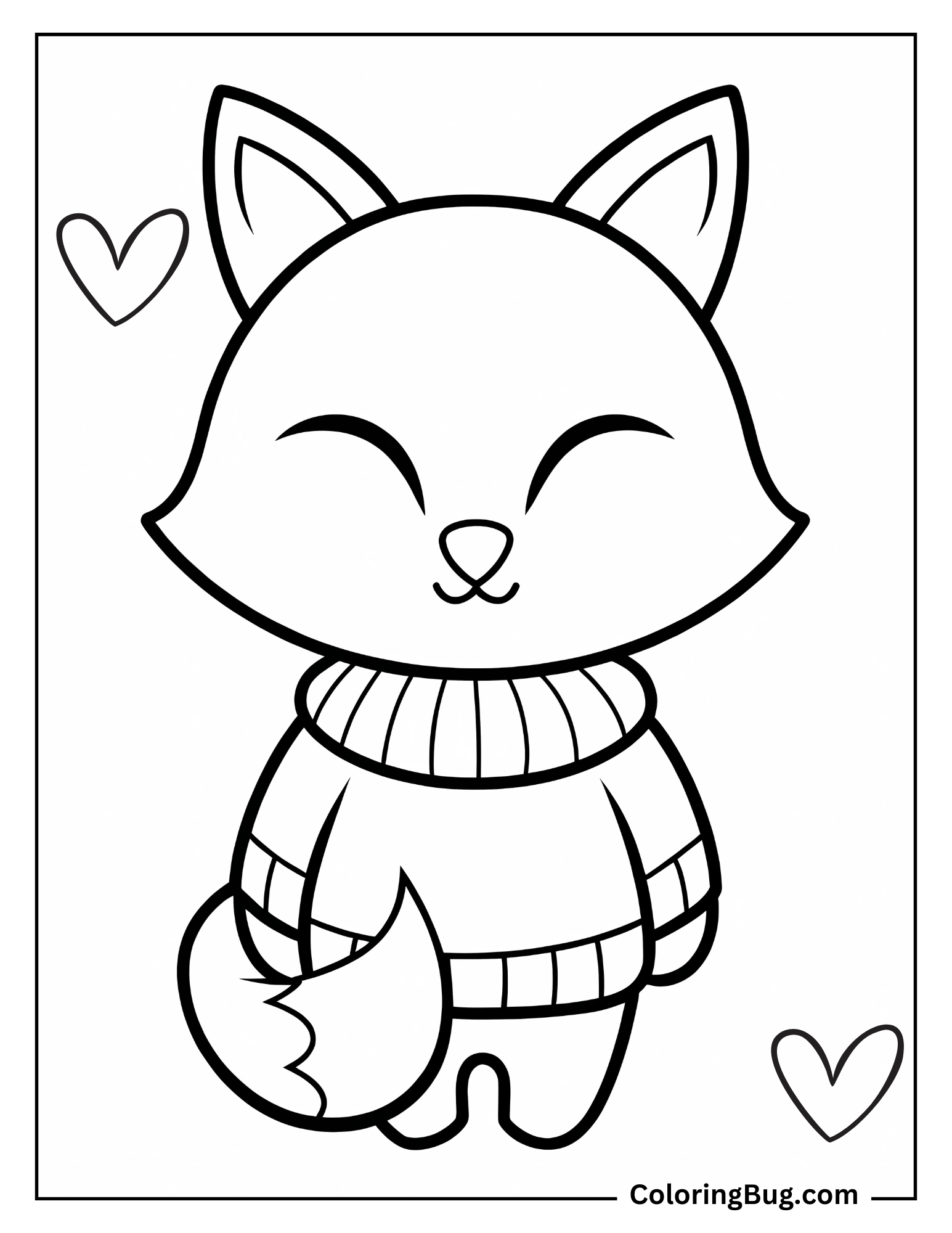 Adorable Kawaii Fox Coloring Sheet