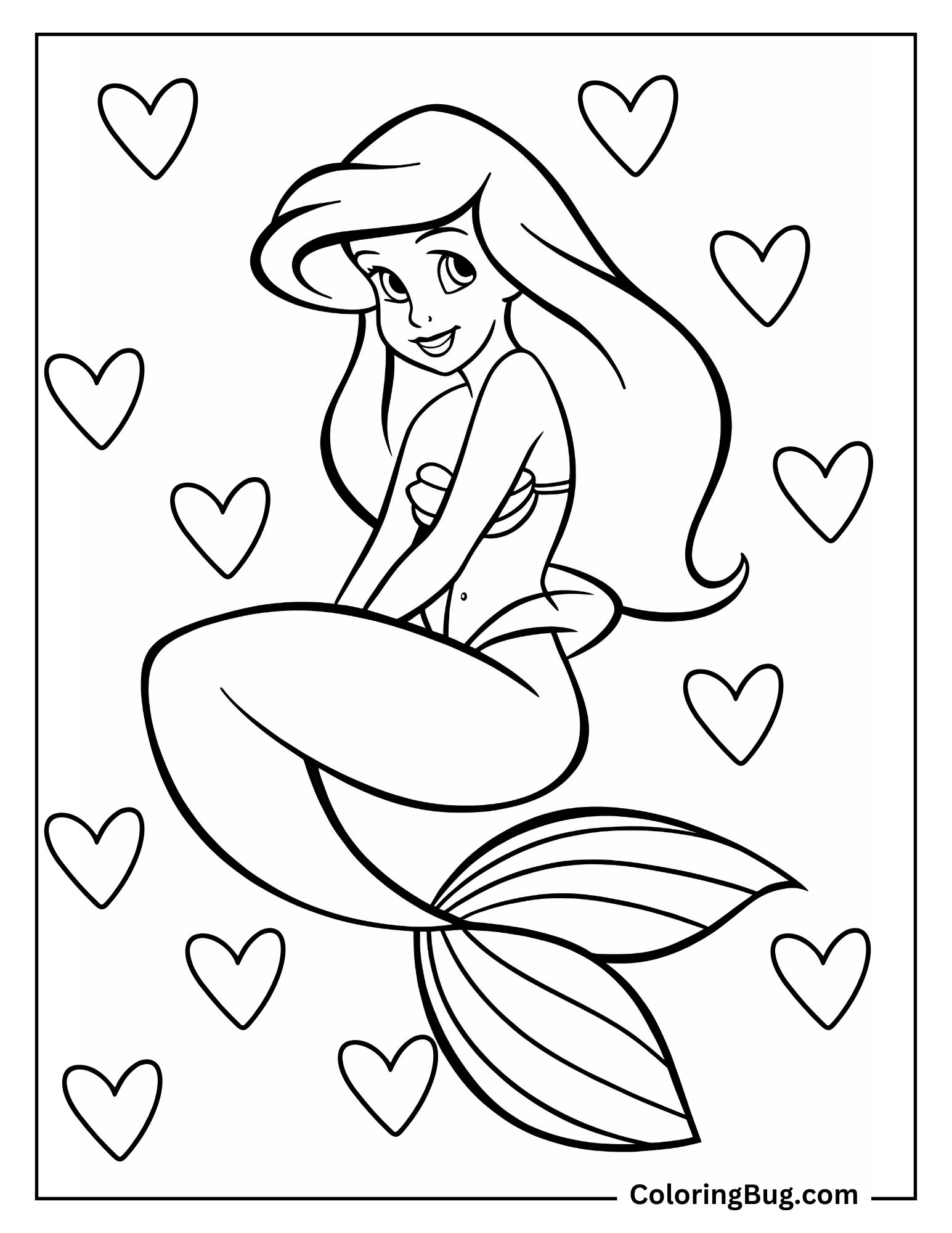 Aerial With Hearts Coloring sheet