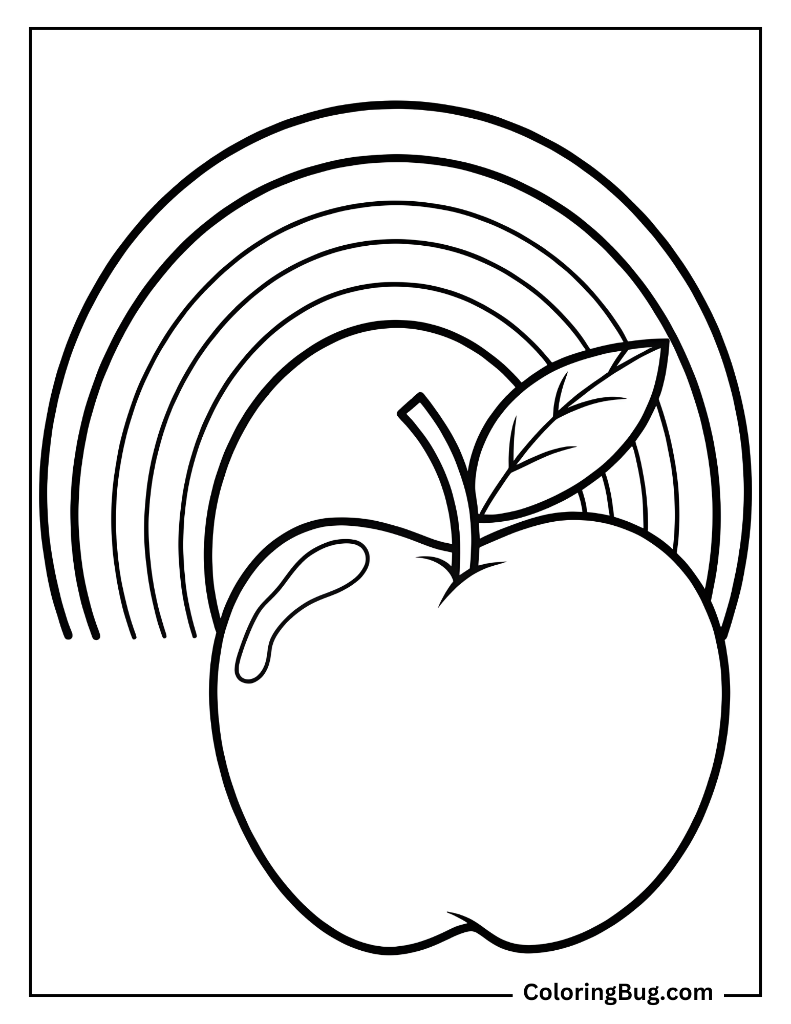 Apple With Rainbow coloring Sheet